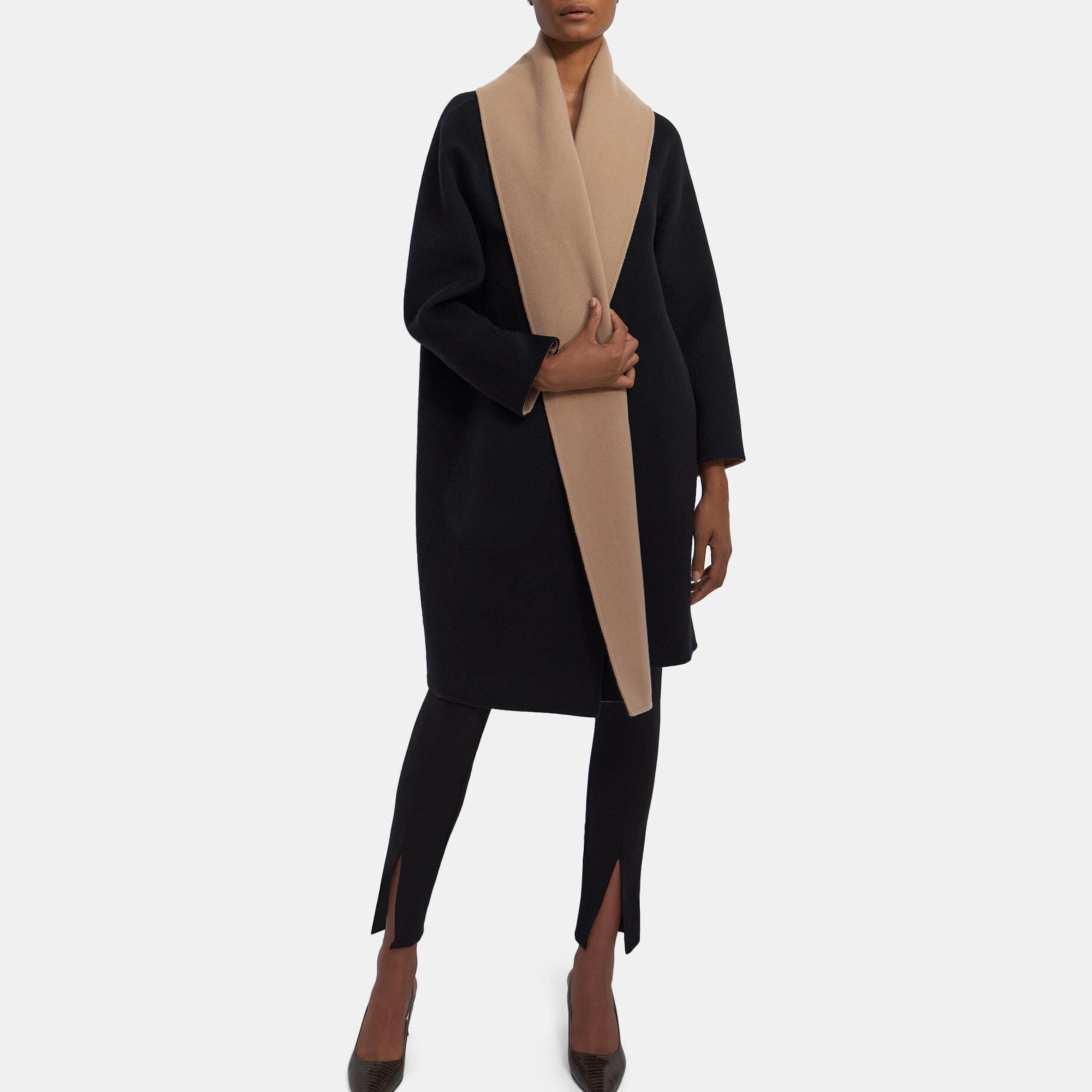 Double-Face Wool-Cashmere Scarf Coat | Theory