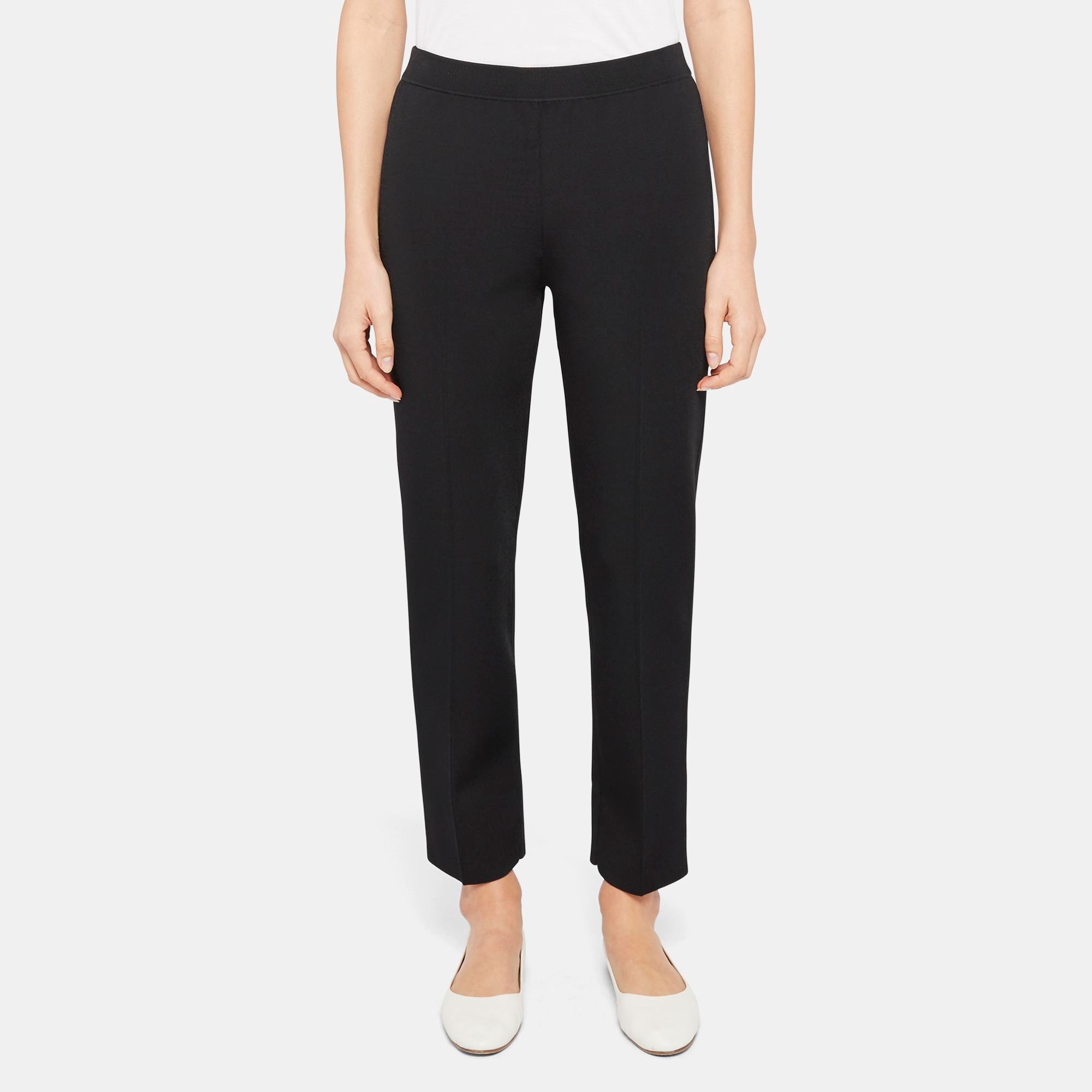 Theory Outlet Official Site | Slim Cropped Pull-On Pant in Stretch Knit