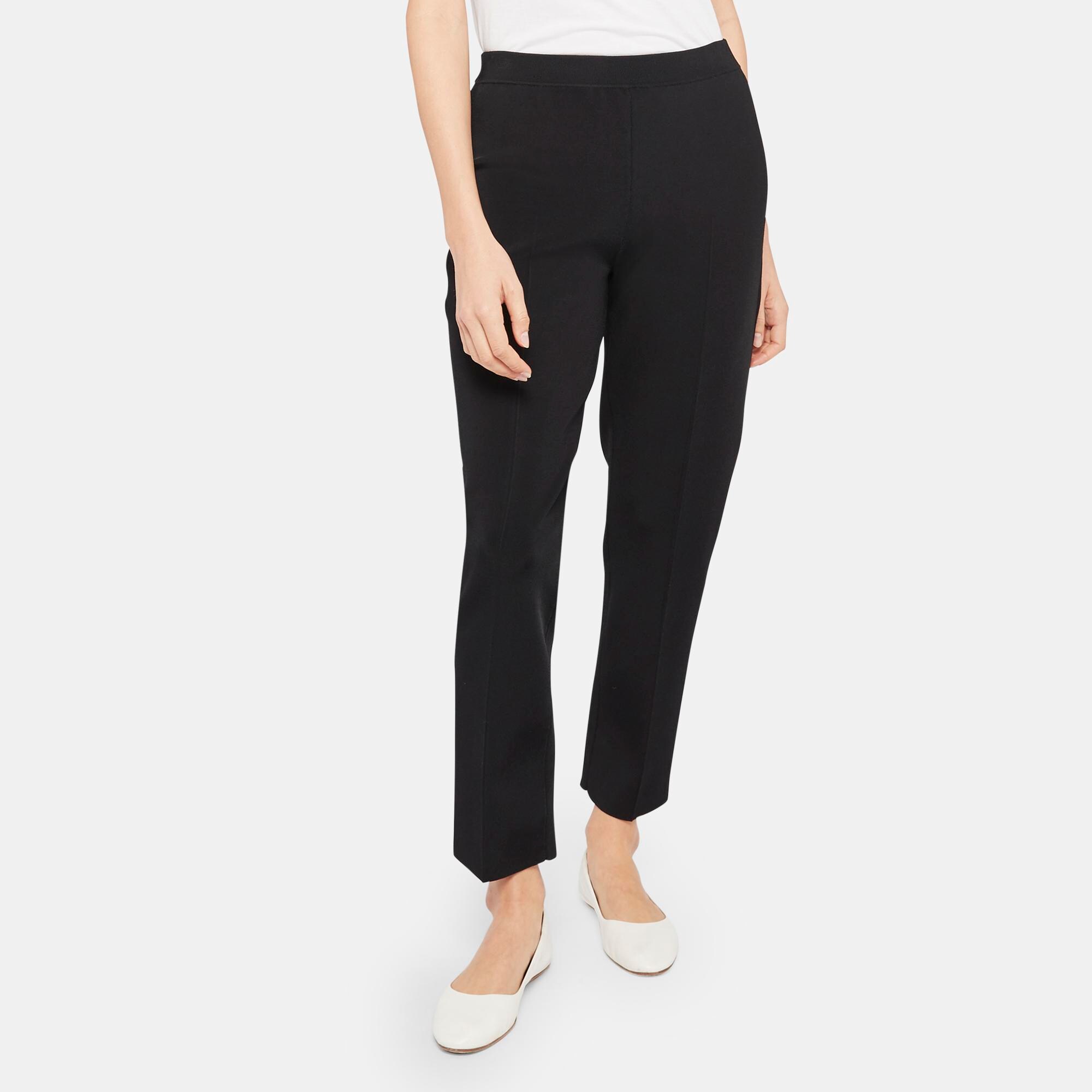 Theory Outlet Official Site | Slim Cropped Pull-On Pant in Stretch Knit