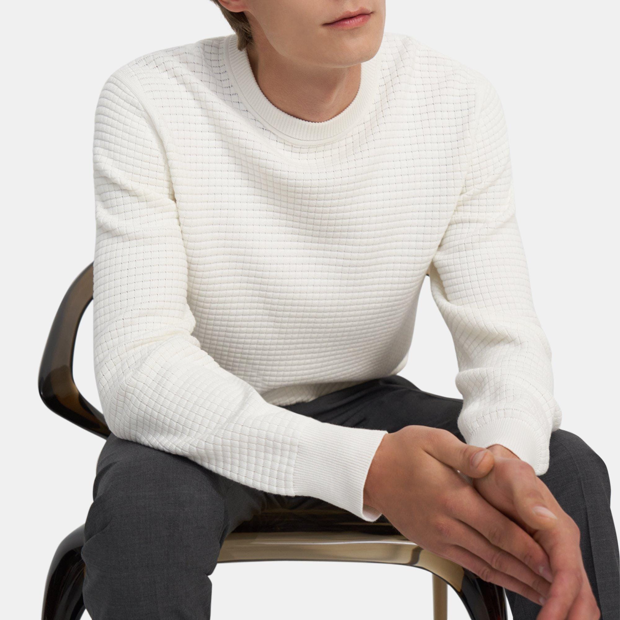 Theory Outlet Official Site  Waffle-Knit Sweater in Organic Cotton