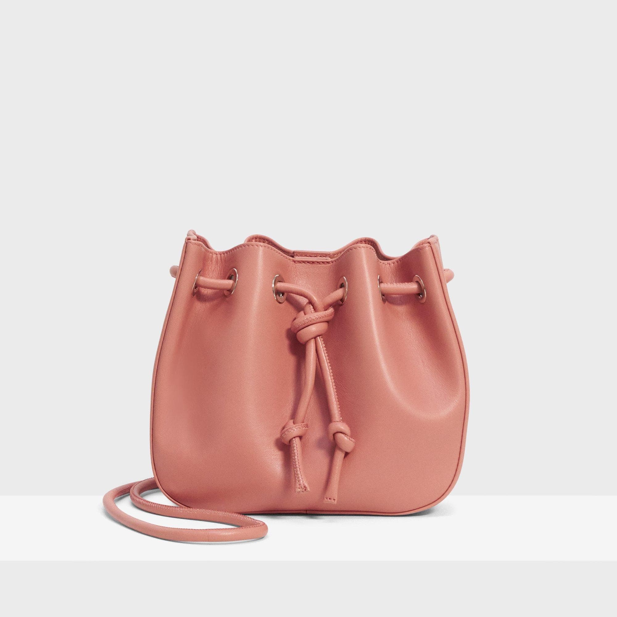 Pink Semi - Korean Handmade Mini Bucket Bag | Crossbody Bag in Leather