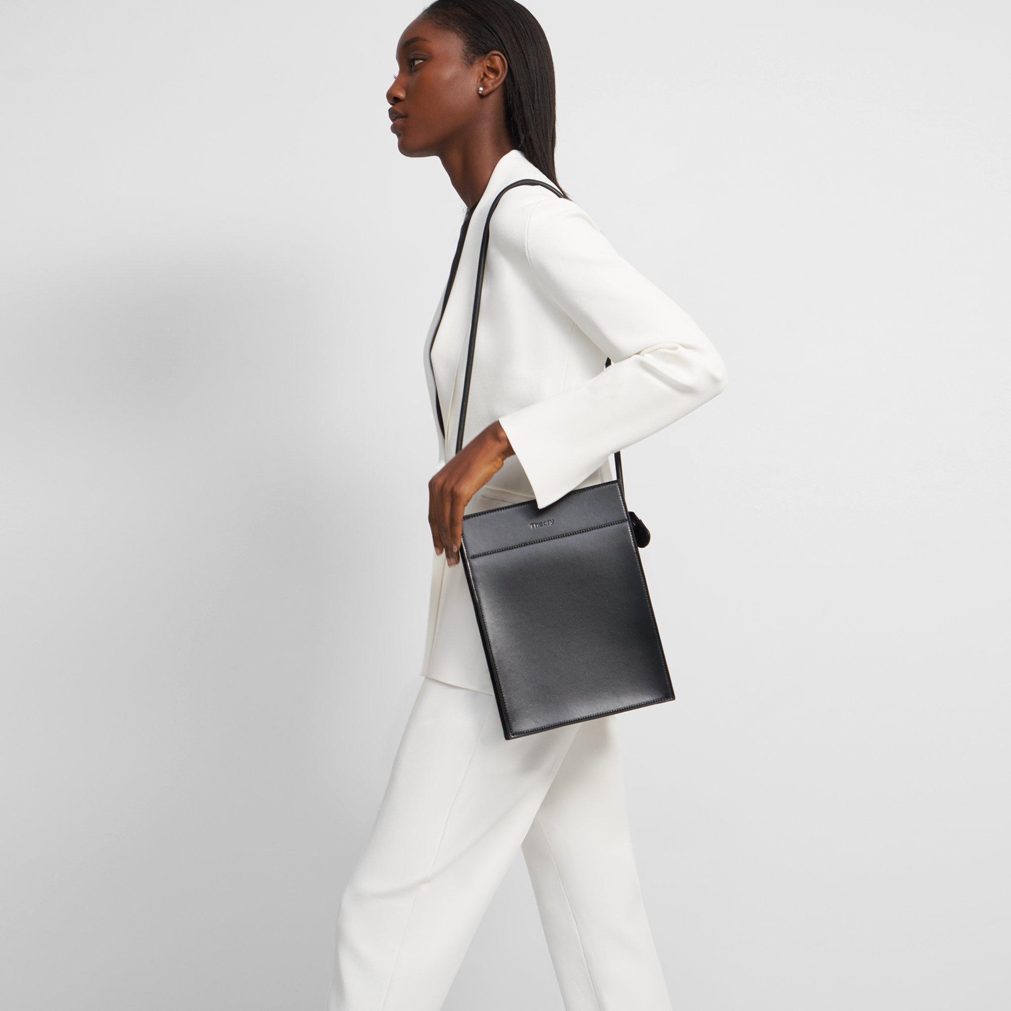 Leather Flat North-South Bag | Theory