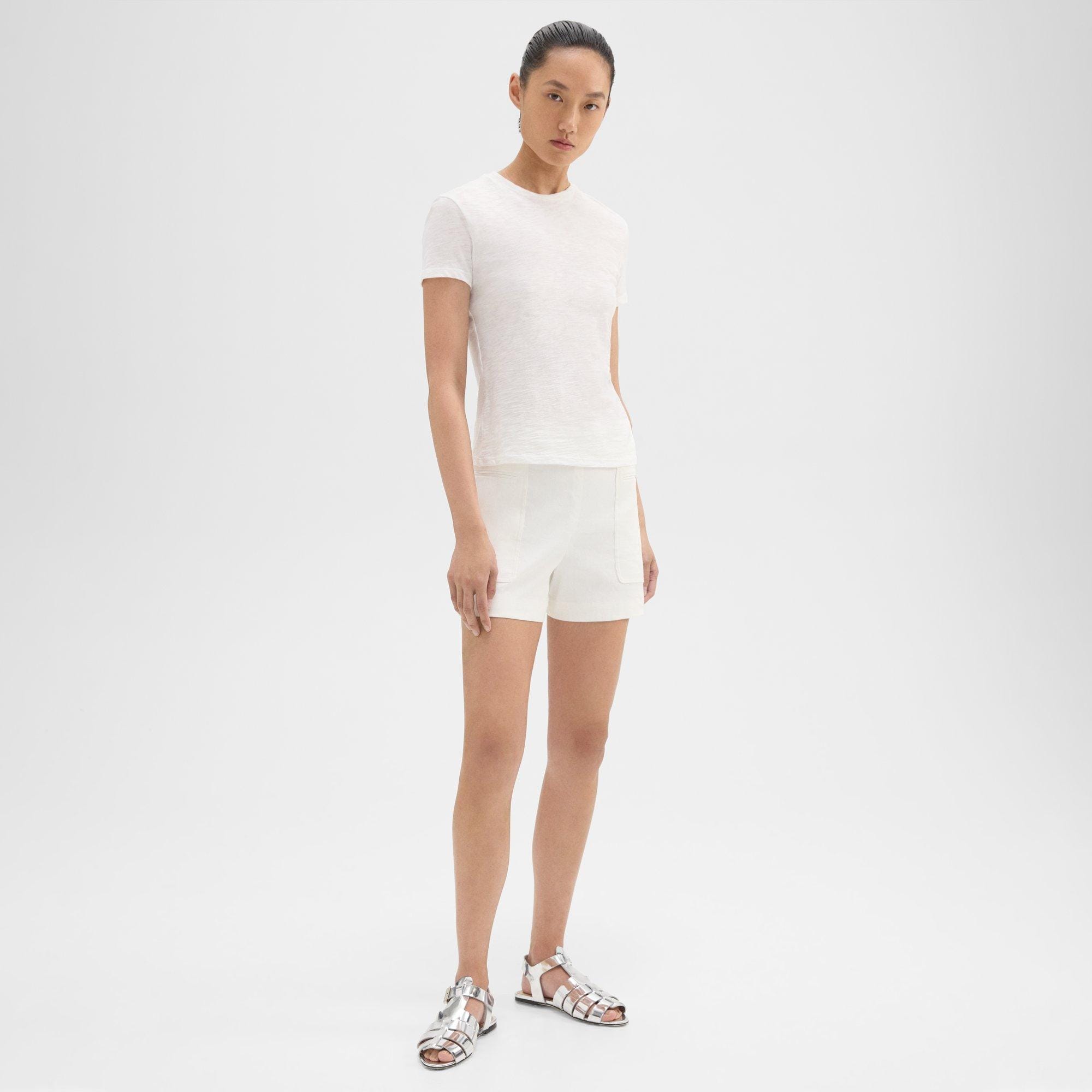 띠어리 Theory Mini Utility Short in Good Linen,WHITE