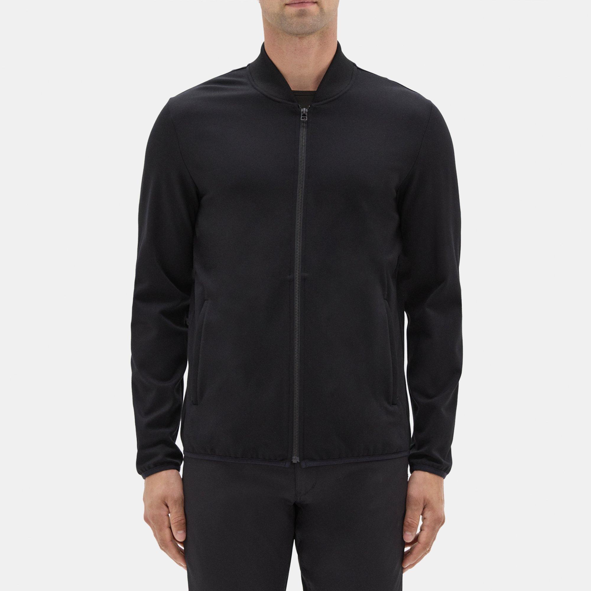 Black stretch bomber jacket sale