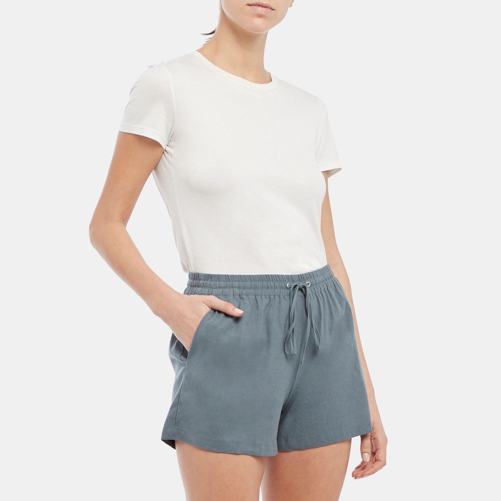 Theory Drawstring Short in Linen Blend