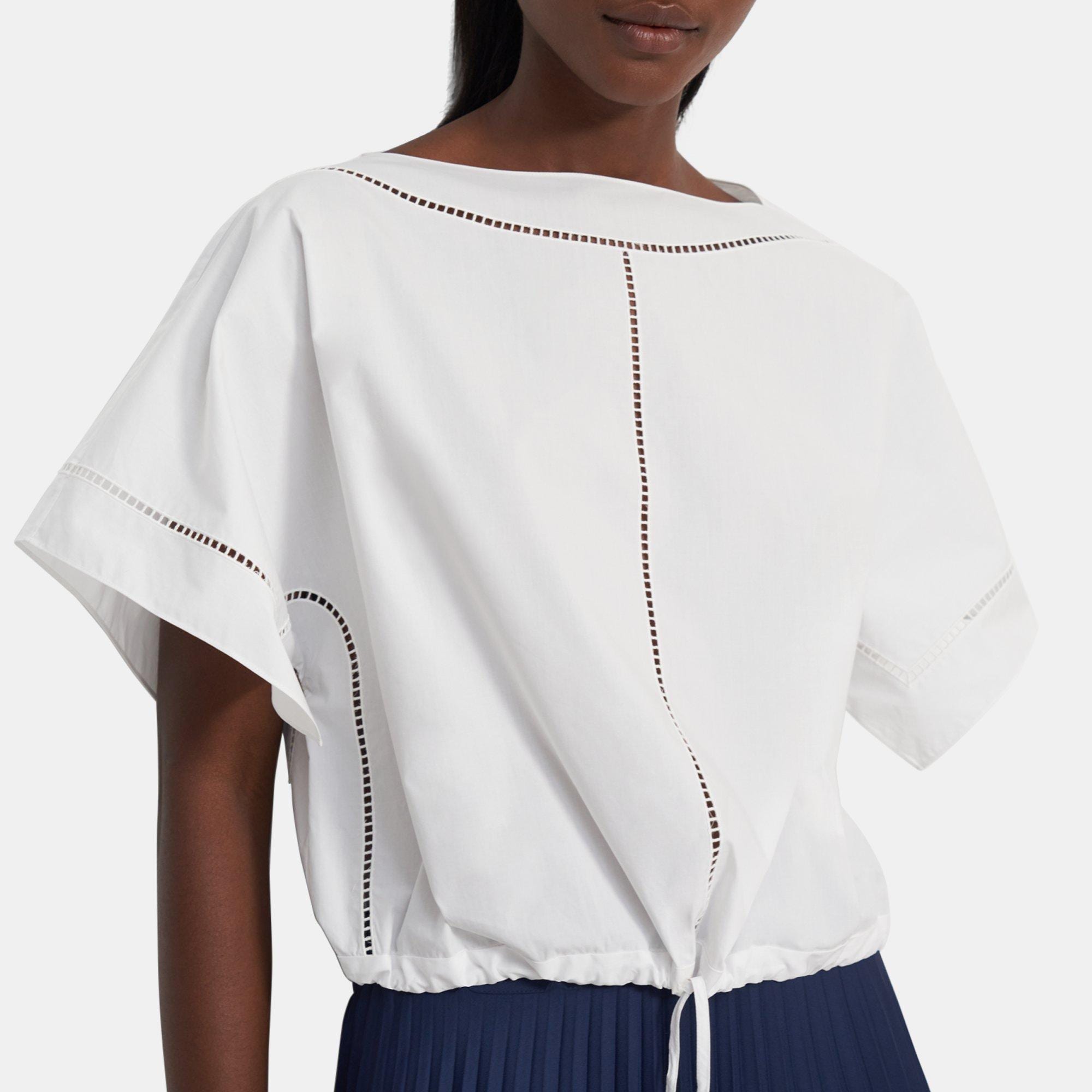 Eyelet Cotton Short-Sleeve Top | Theory