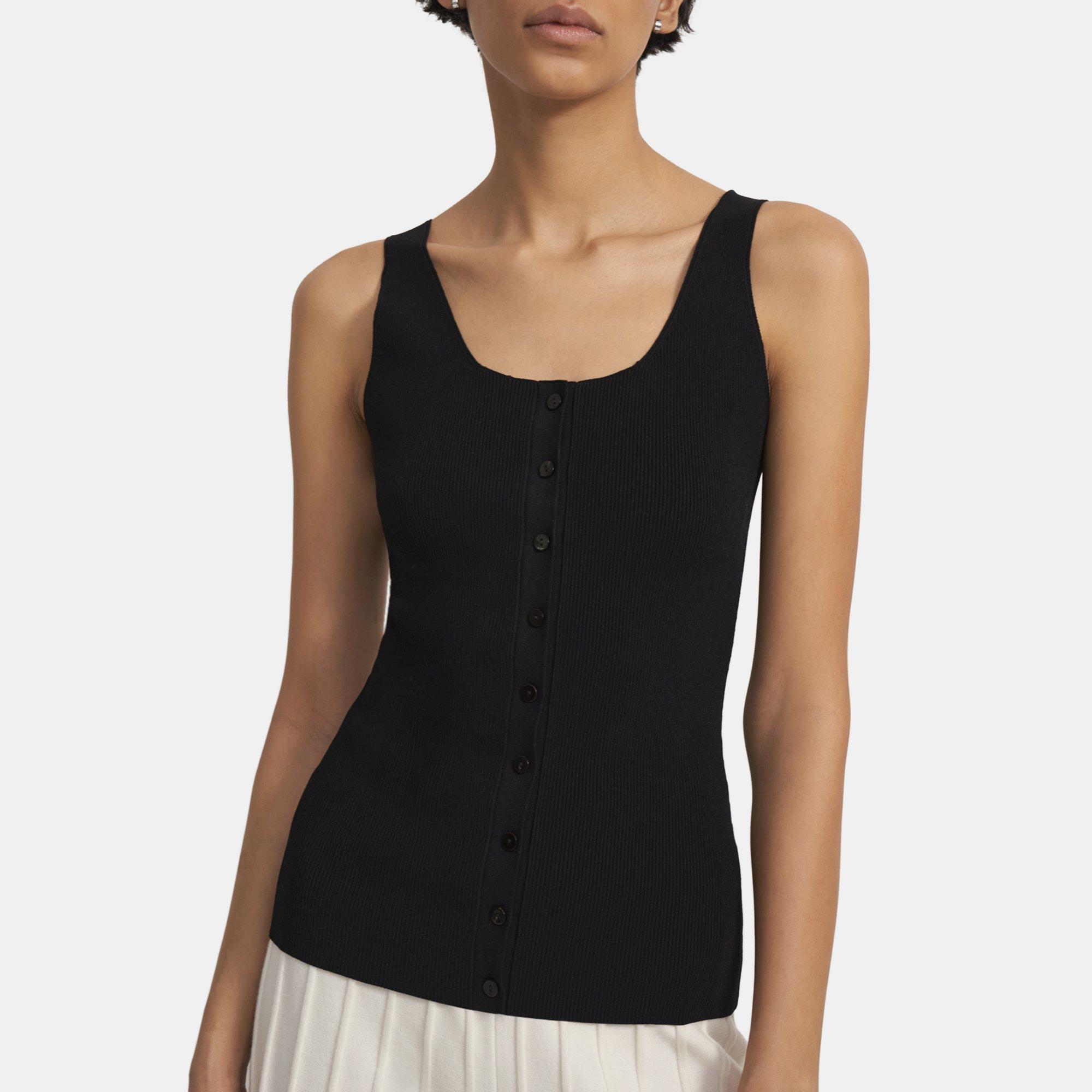 Compact Crepe Button-Up Tank | Theory