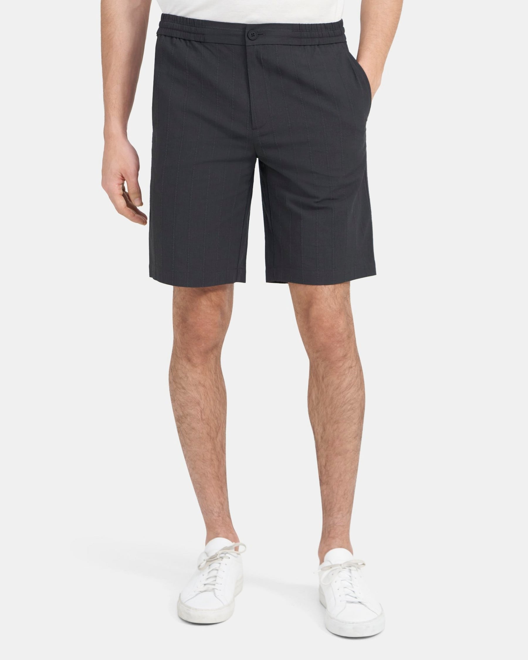 Theory Drawstring Short in Textured Cotton