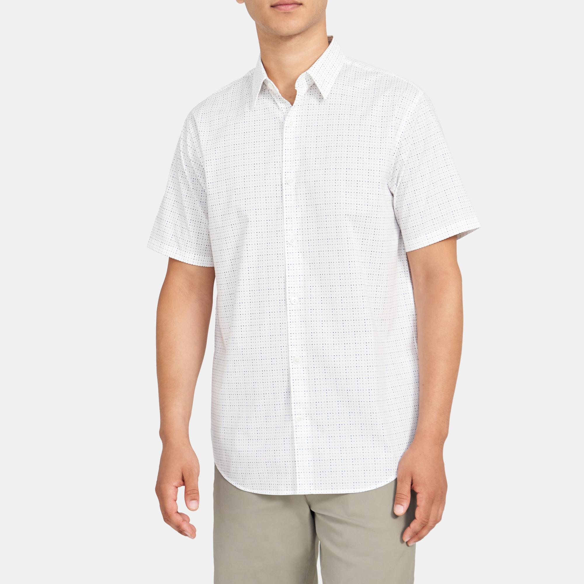 띠어리 Theory Short-Sleeve Shirt in Stretch Cotton,WHITE MULTI