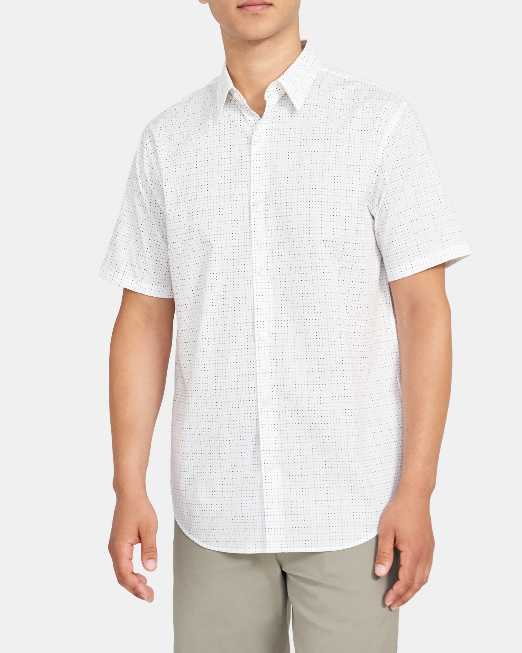 띠어리 Theory Short-Sleeve Shirt in Stretch Cotton,WHITE MULTI