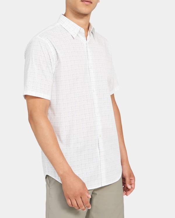 띠어리 Theory Short-Sleeve Shirt in Stretch Cotton,WHITE MULTI