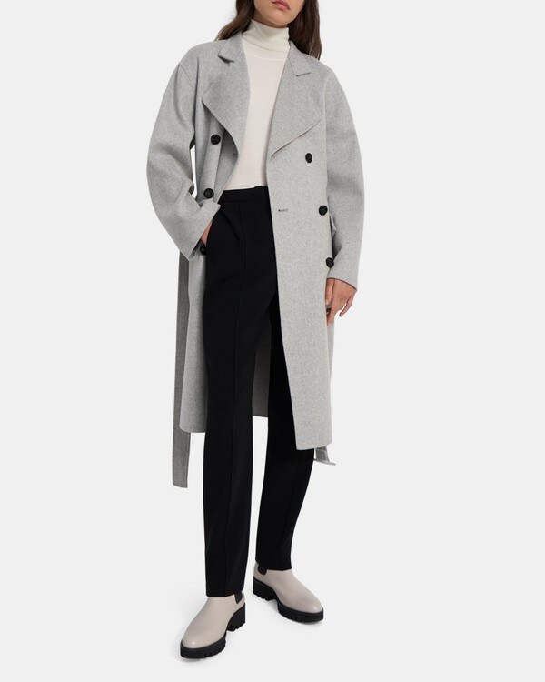 띠어리 울-캐시미어 트렌치 코트 Theory Trench Coat in Double-Face Wool-Cashmere,MELANGE GREY