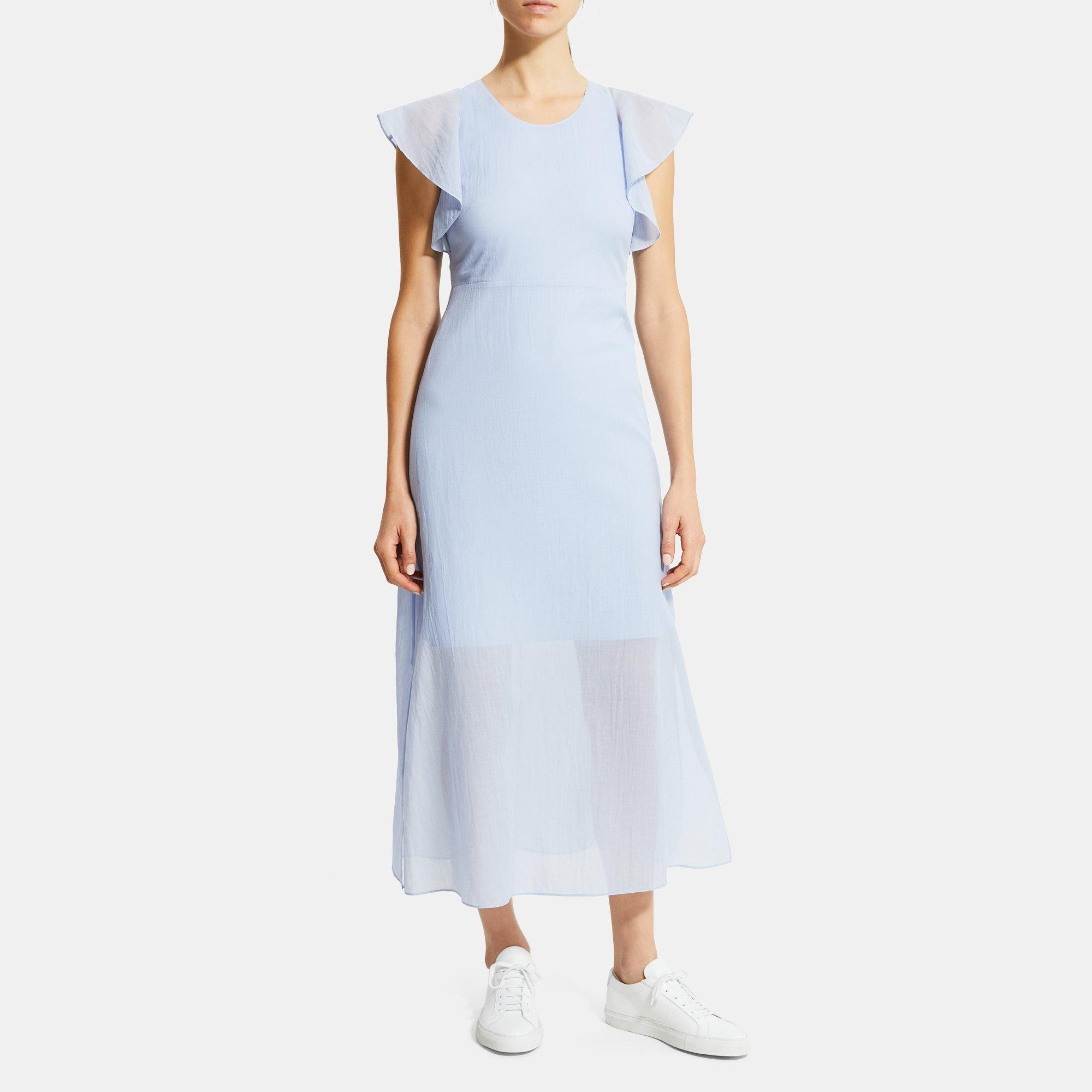 Theory Ruffle Sleeve Dress in Organic Cotton