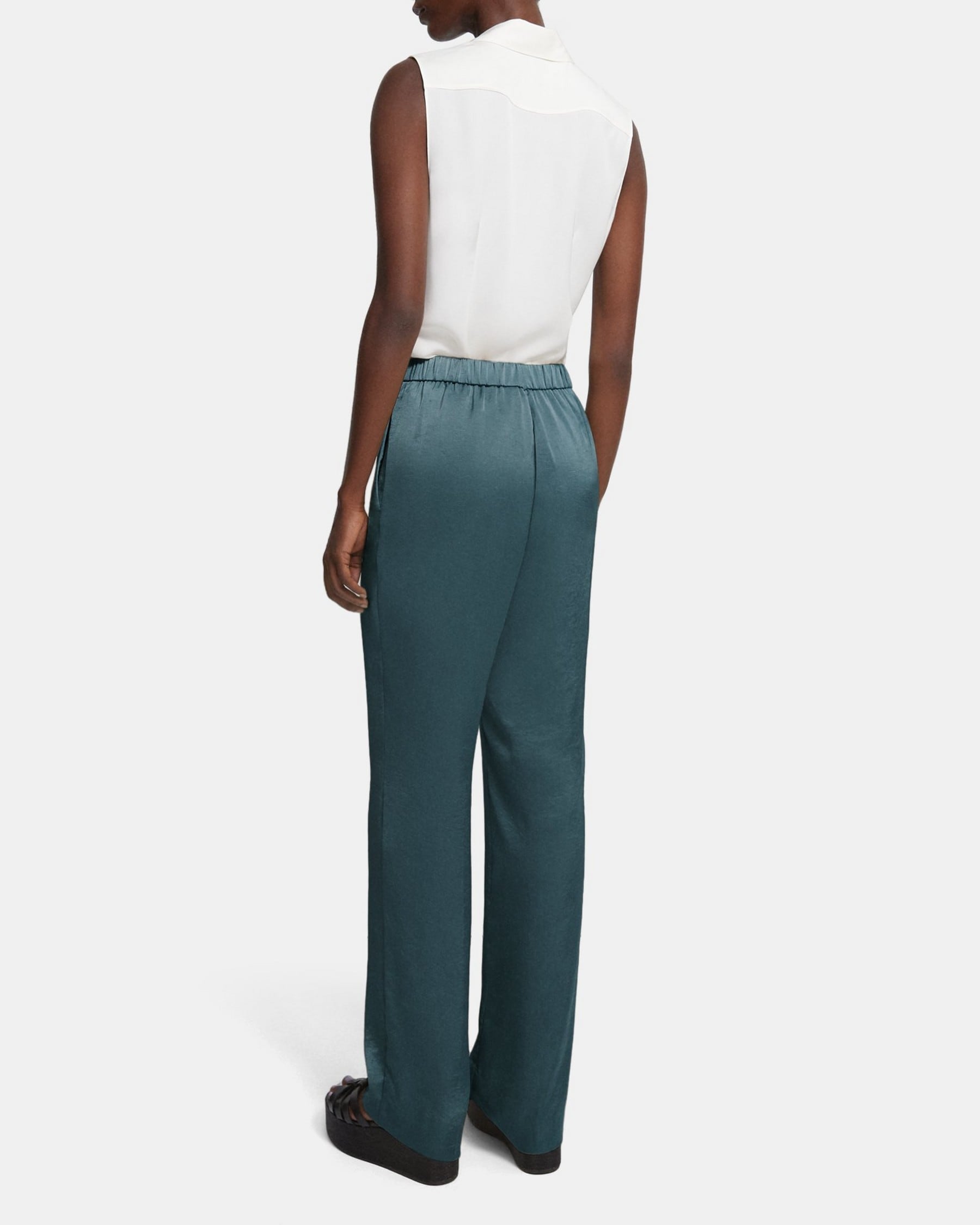 Straight Pull-On Pant in Crushed Satin