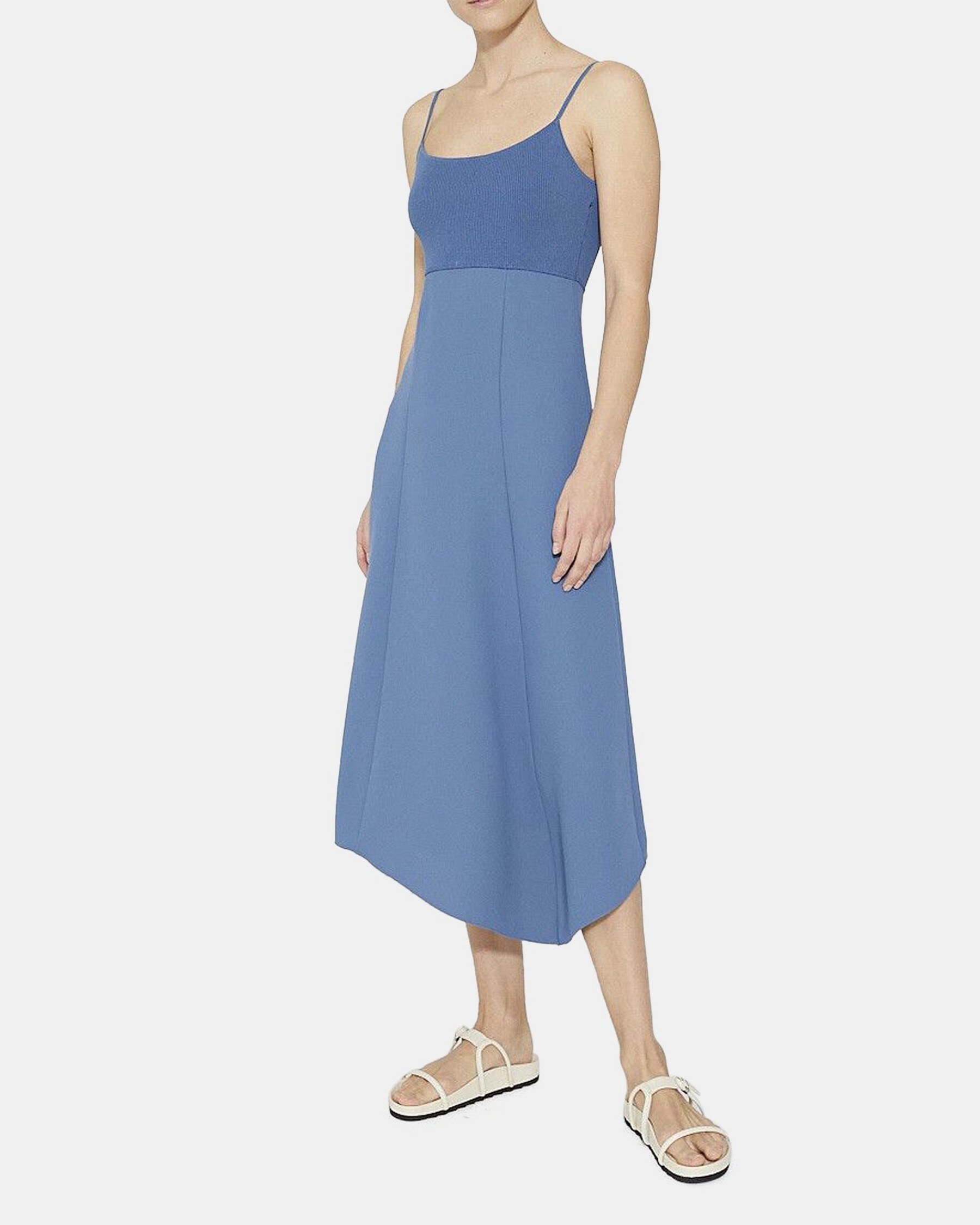 Theory Flared Slip Dress in Crepe