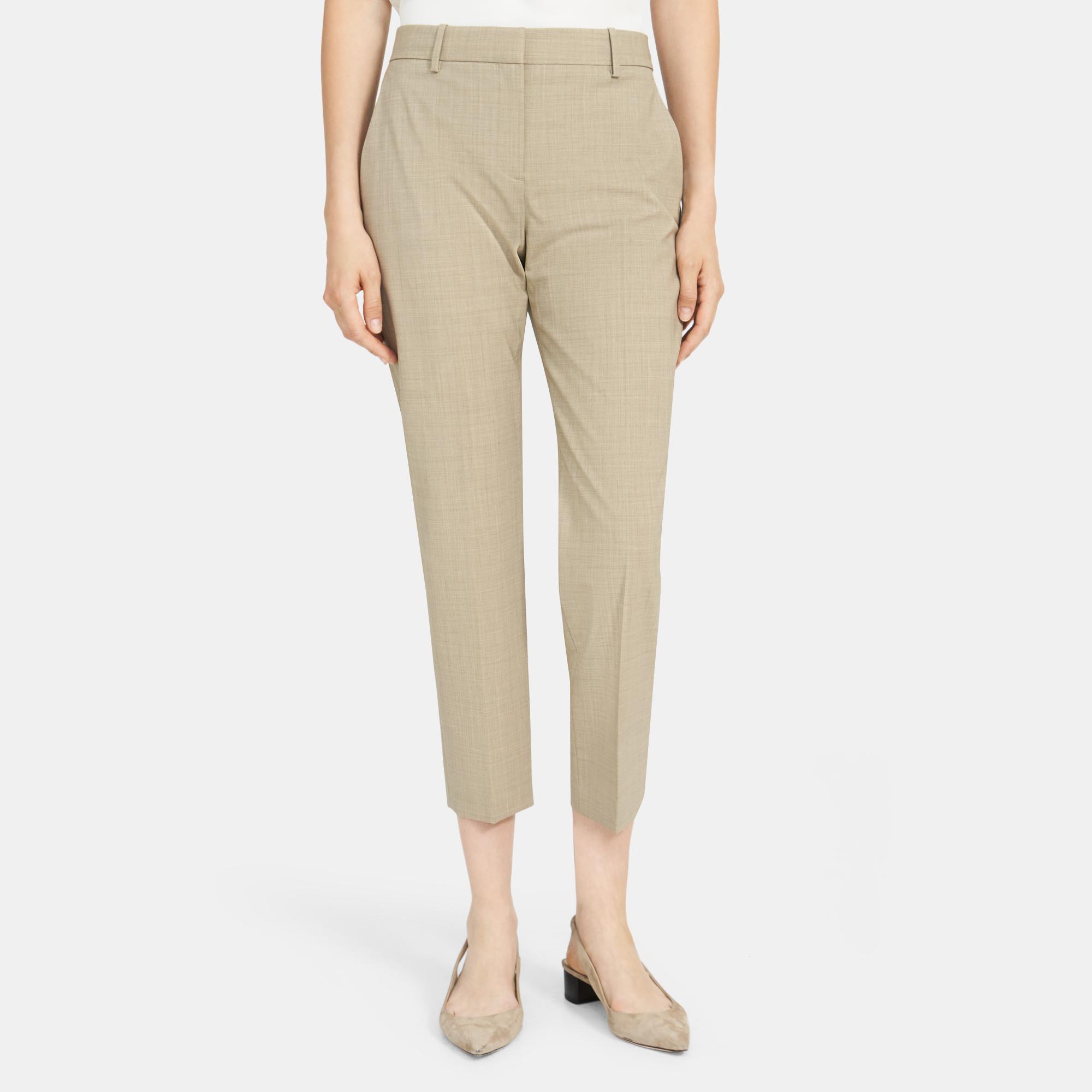 Stretch Wool Mélange Slim Cropped Pant | Theory