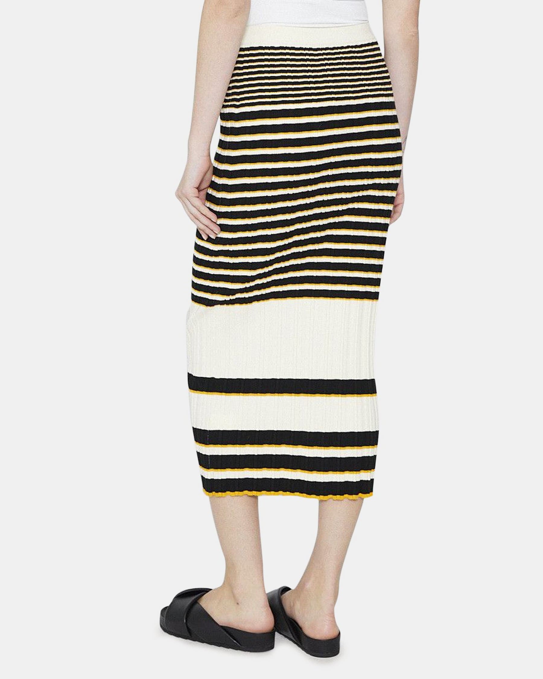 Striped Midi Skirt in Cotton Blend Rib Knit