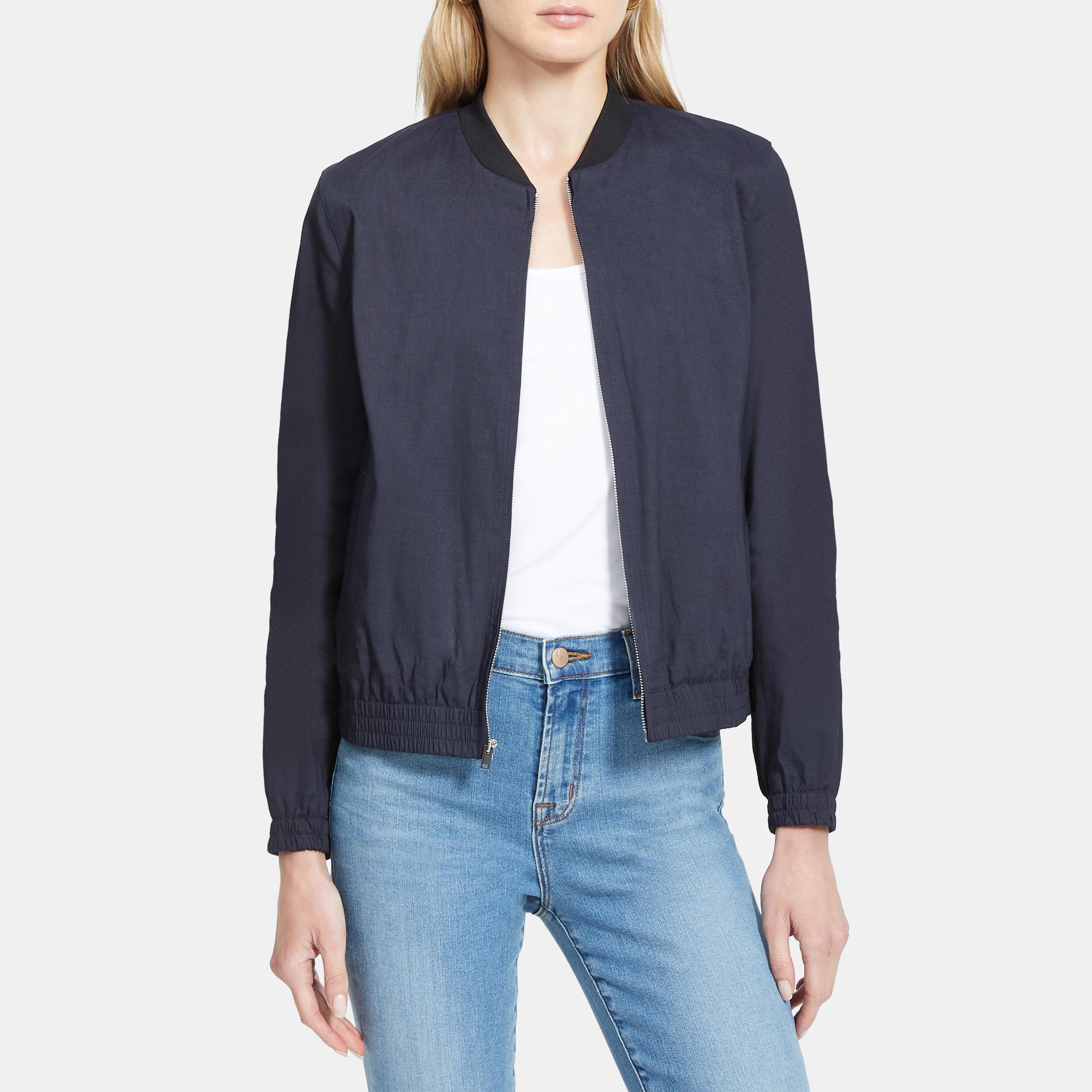 Theory Outlet Official Site | Bomber Jacket in Stretch Linen