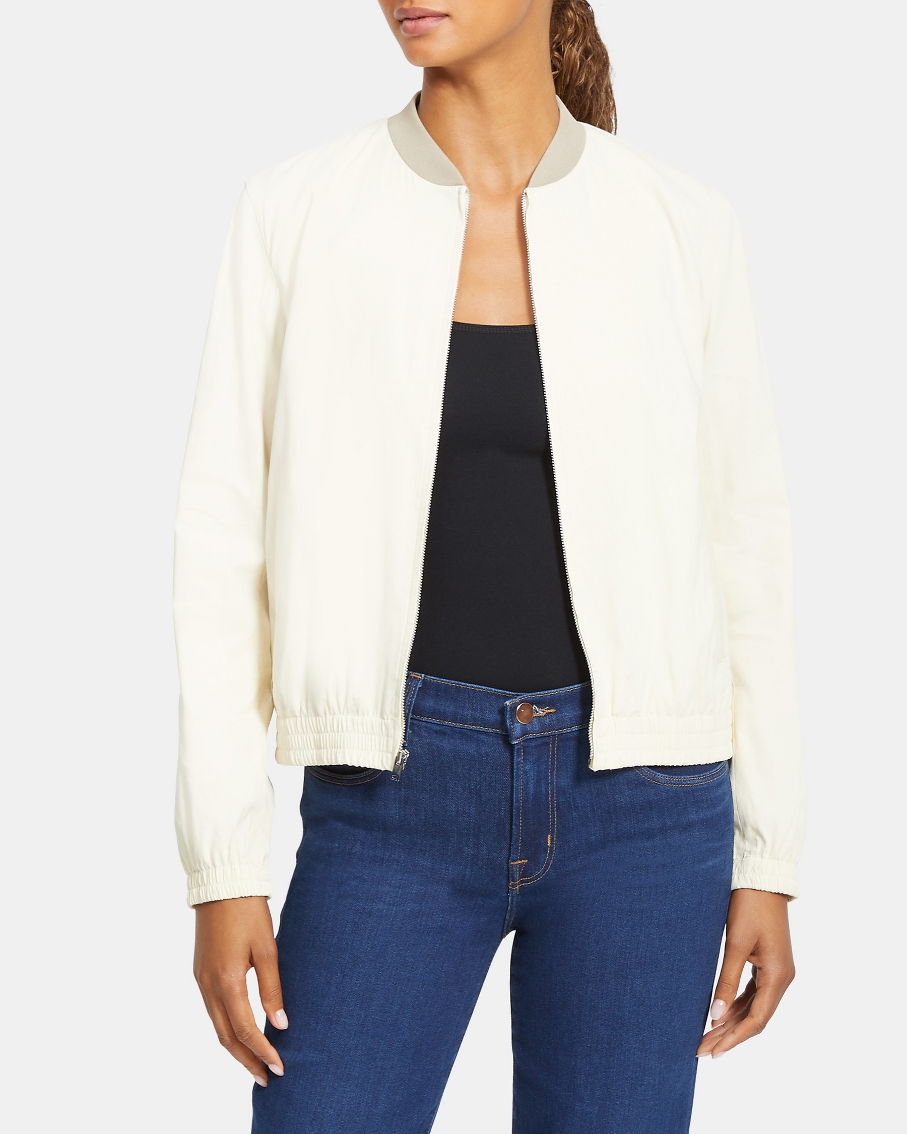 Theory Bomber Jacket in Stretch Linen