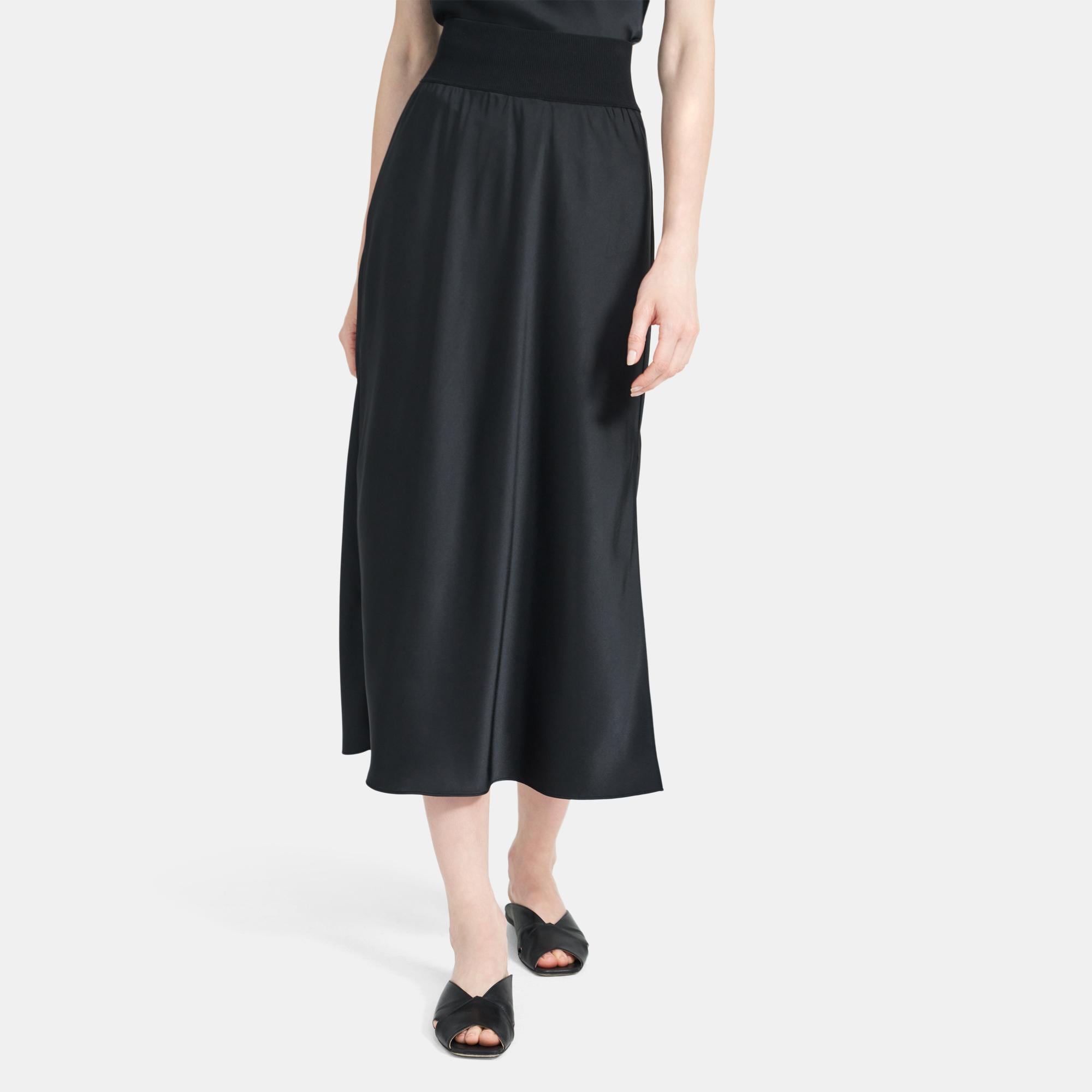 Theory Outlet Official Site | Pull-On Skirt in Satin