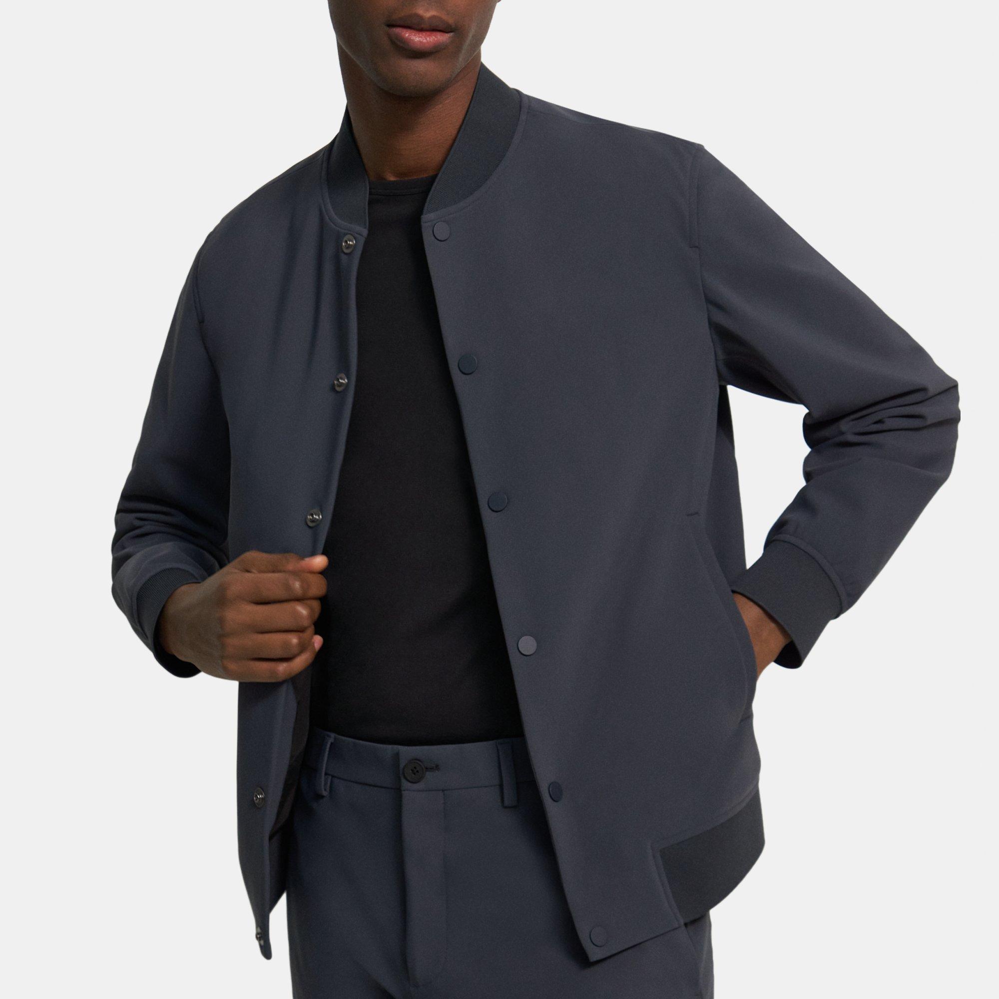 Grey Performance Knit Bomber Jacket | Theory Outlet