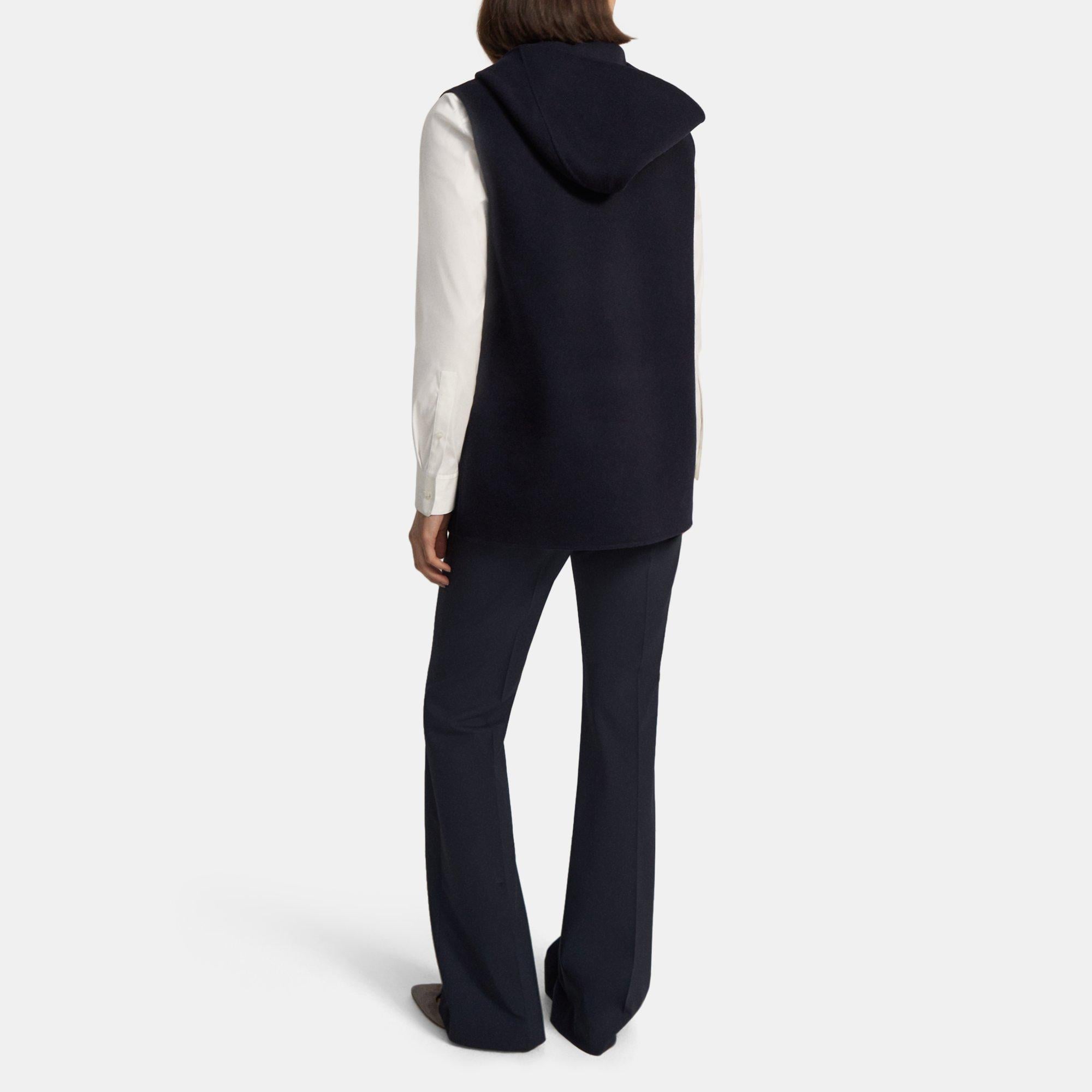 Blue Double-Face Wool-Cashmere Hooded Vest | Theory Outlet