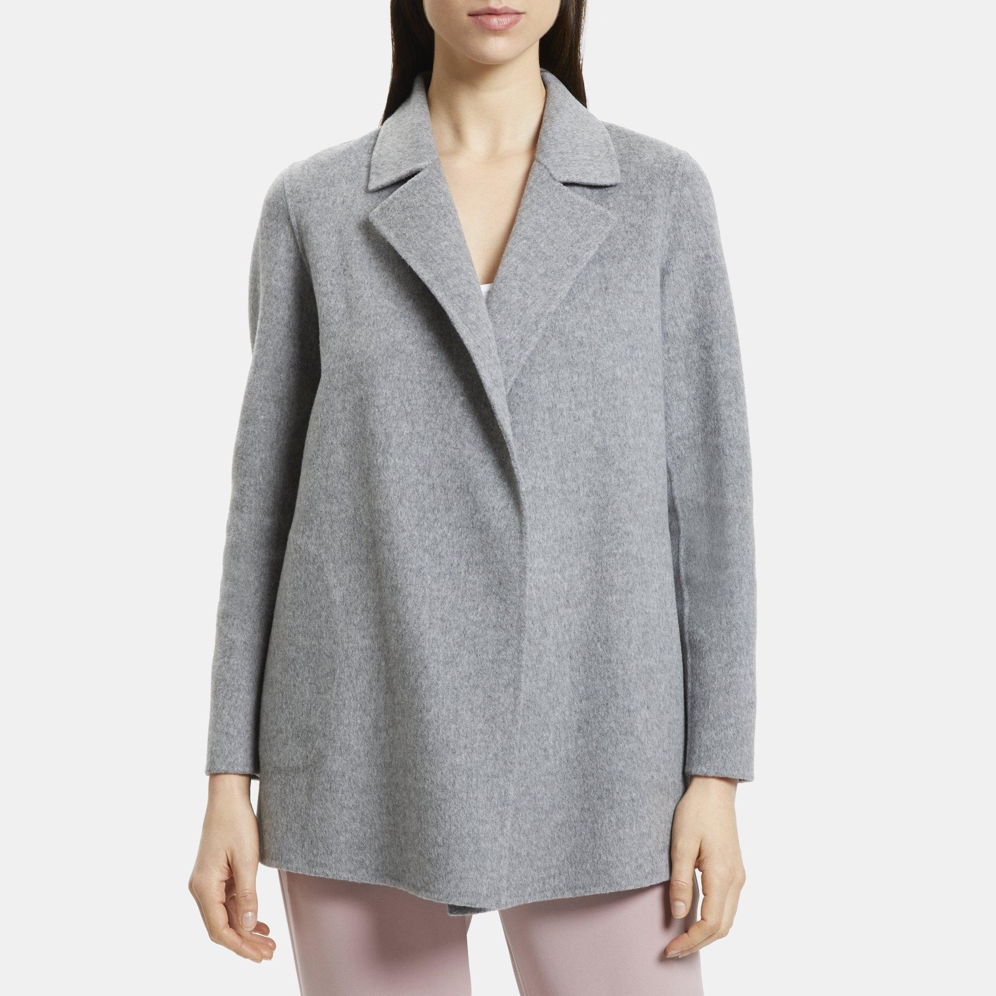 THEORY Sileena Double Face Luxe Wool-Cashmere-Blend Open Jacket Dark Rose S  $595