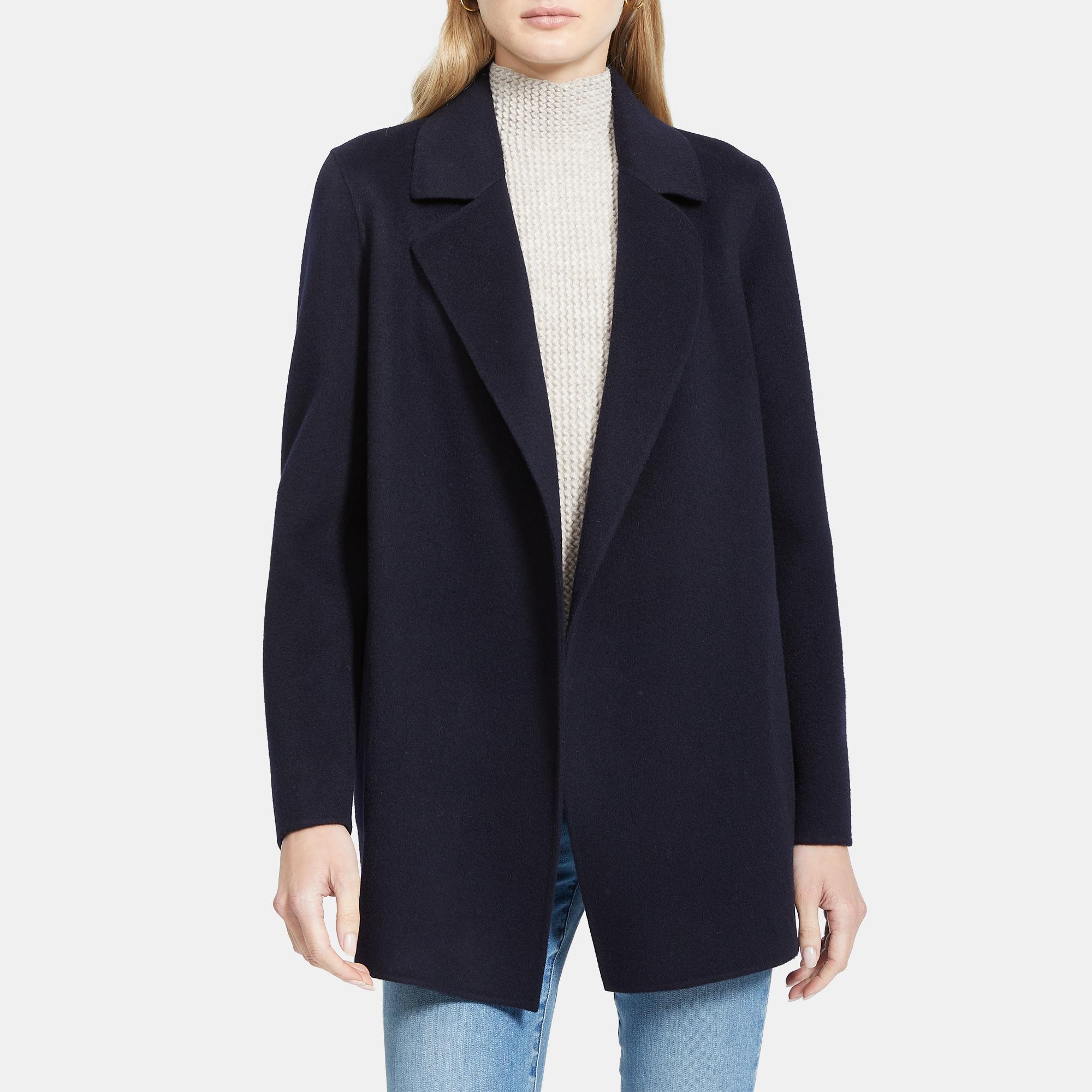 Theory Outlet Official Site | Open Front Coat in Double-Face Wool-Cashmere