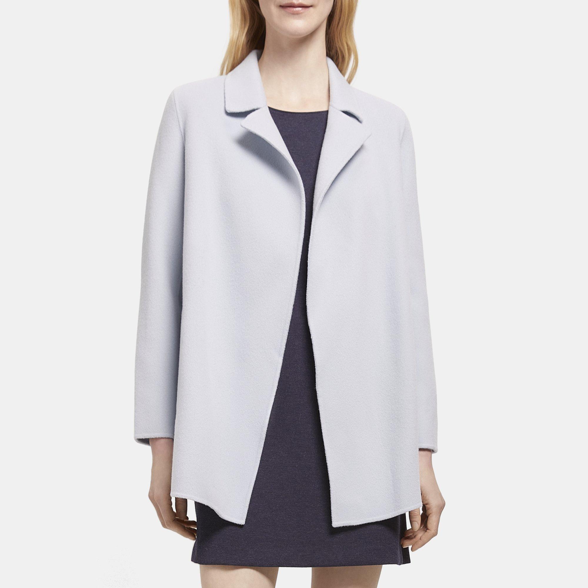 Double-Face Wool-Cashmere Open Front Coat