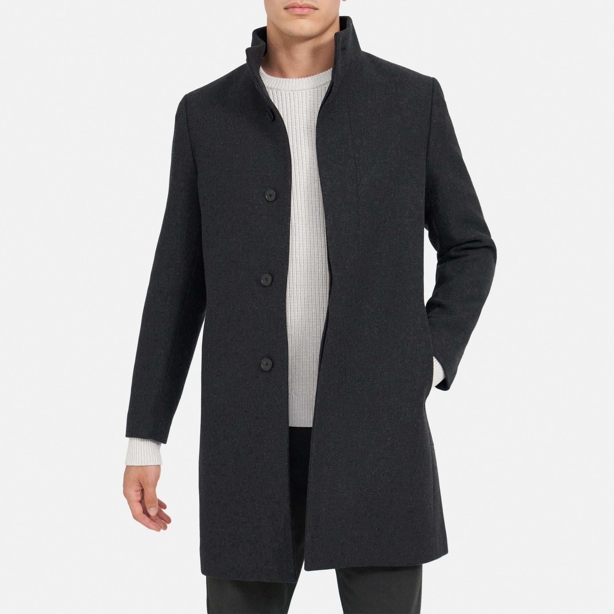 Wool Melton Single-Breasted Coat | Theory