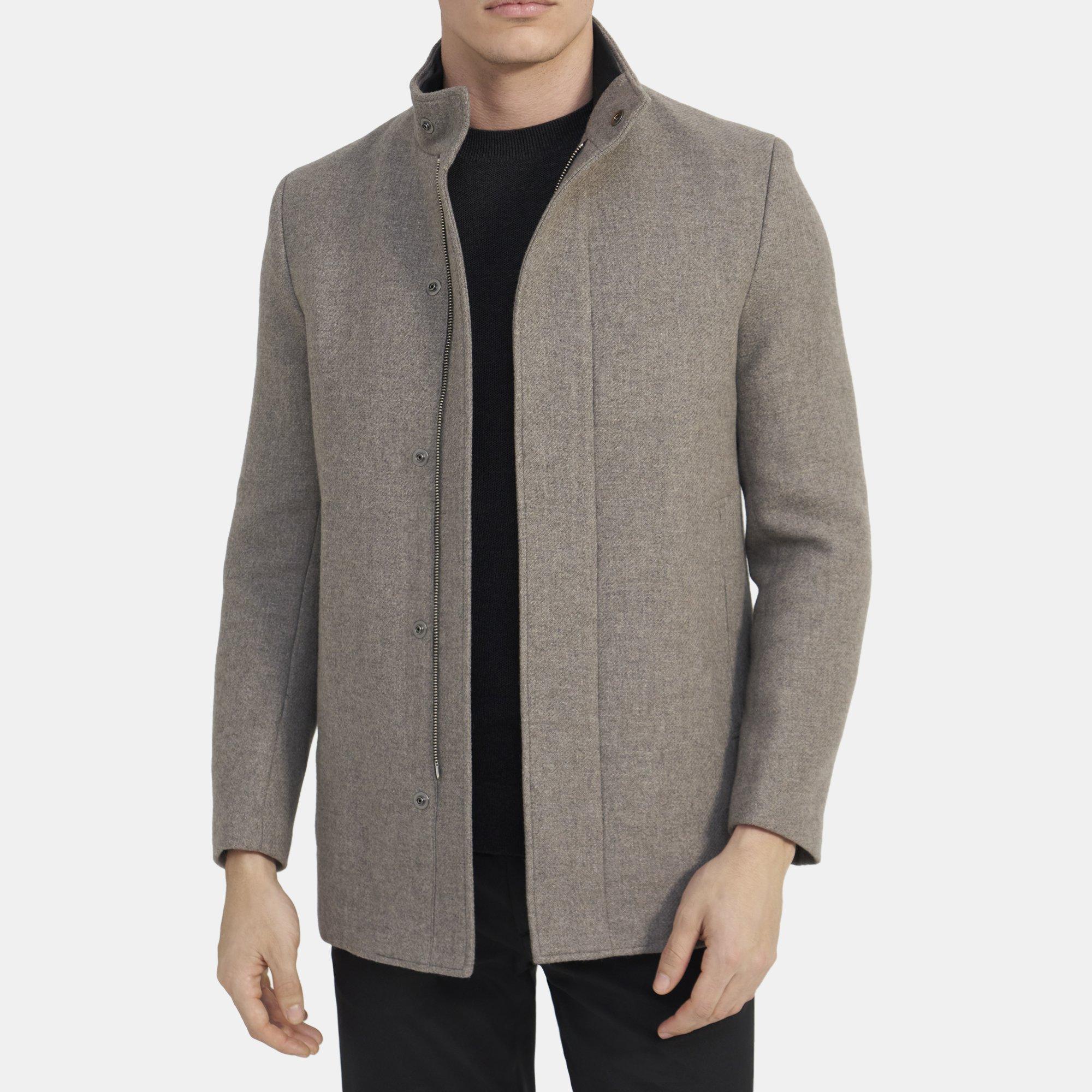 Mandarin collar cheap wool coat