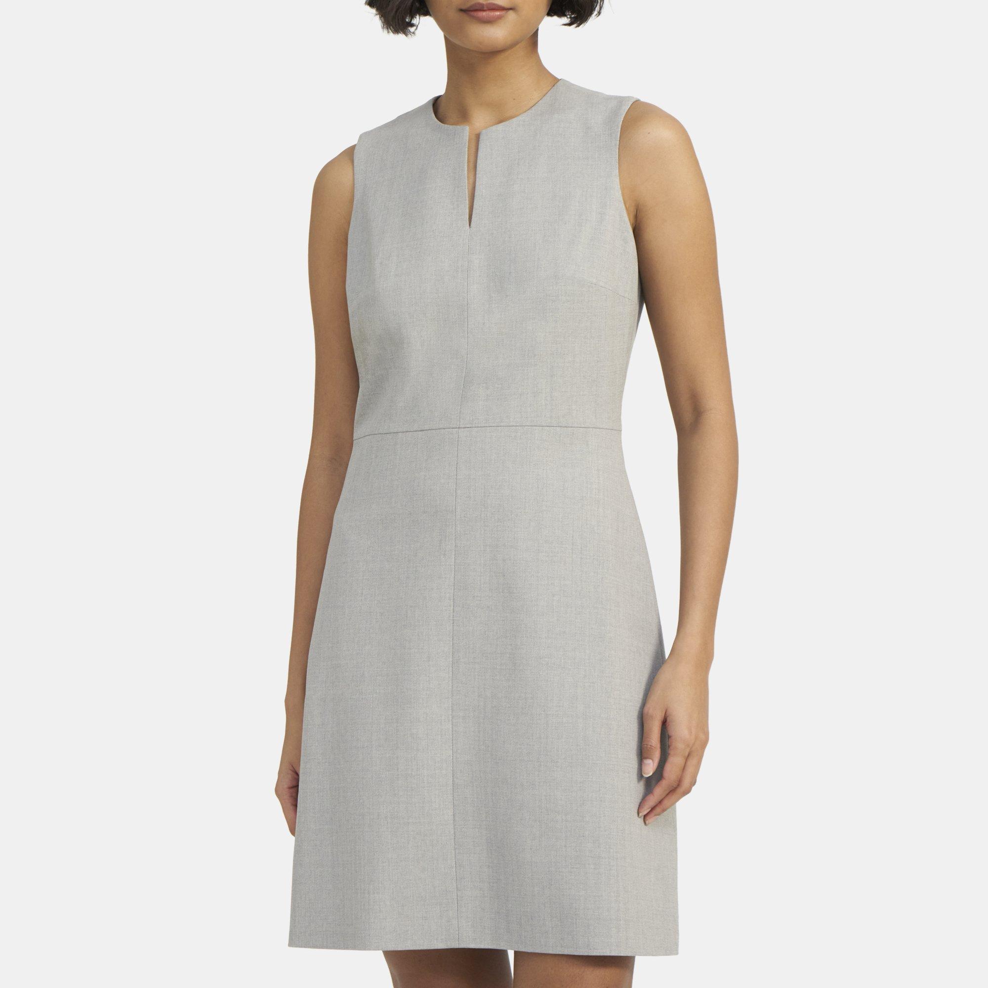 Wool Twill Split Front Dress | Theory Outlet