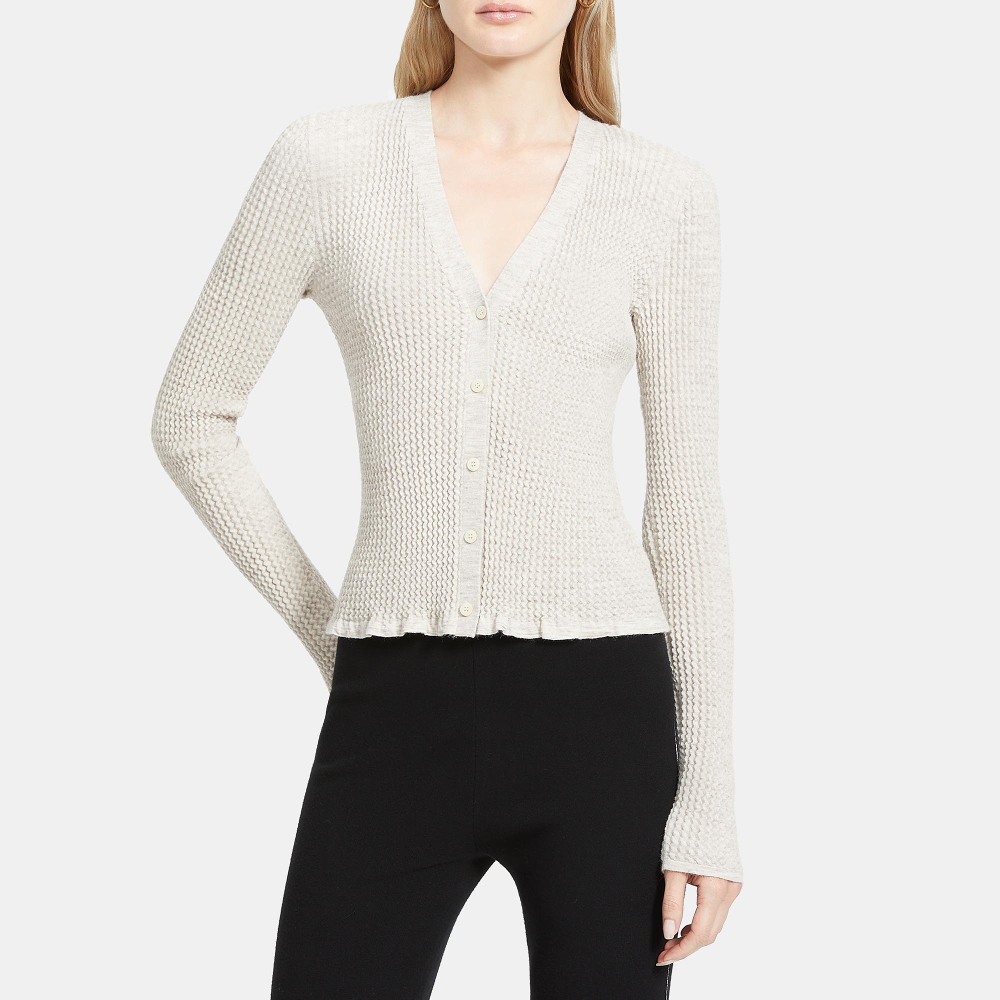 Theory Outlet Official Site | V-Neck Cardigan in Textured Alpaca