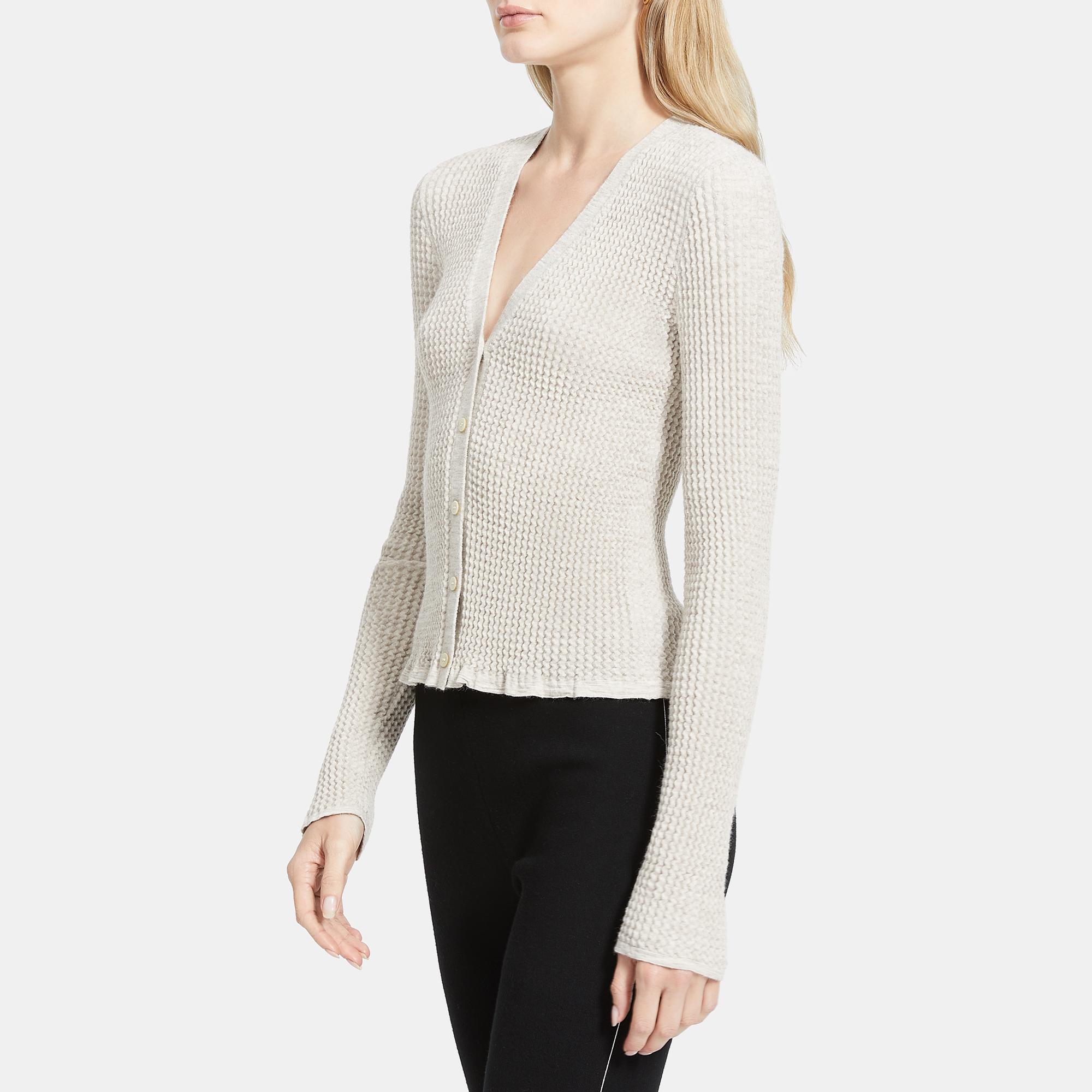 Theory Outlet Official Site | V-Neck Cardigan in Textured Alpaca