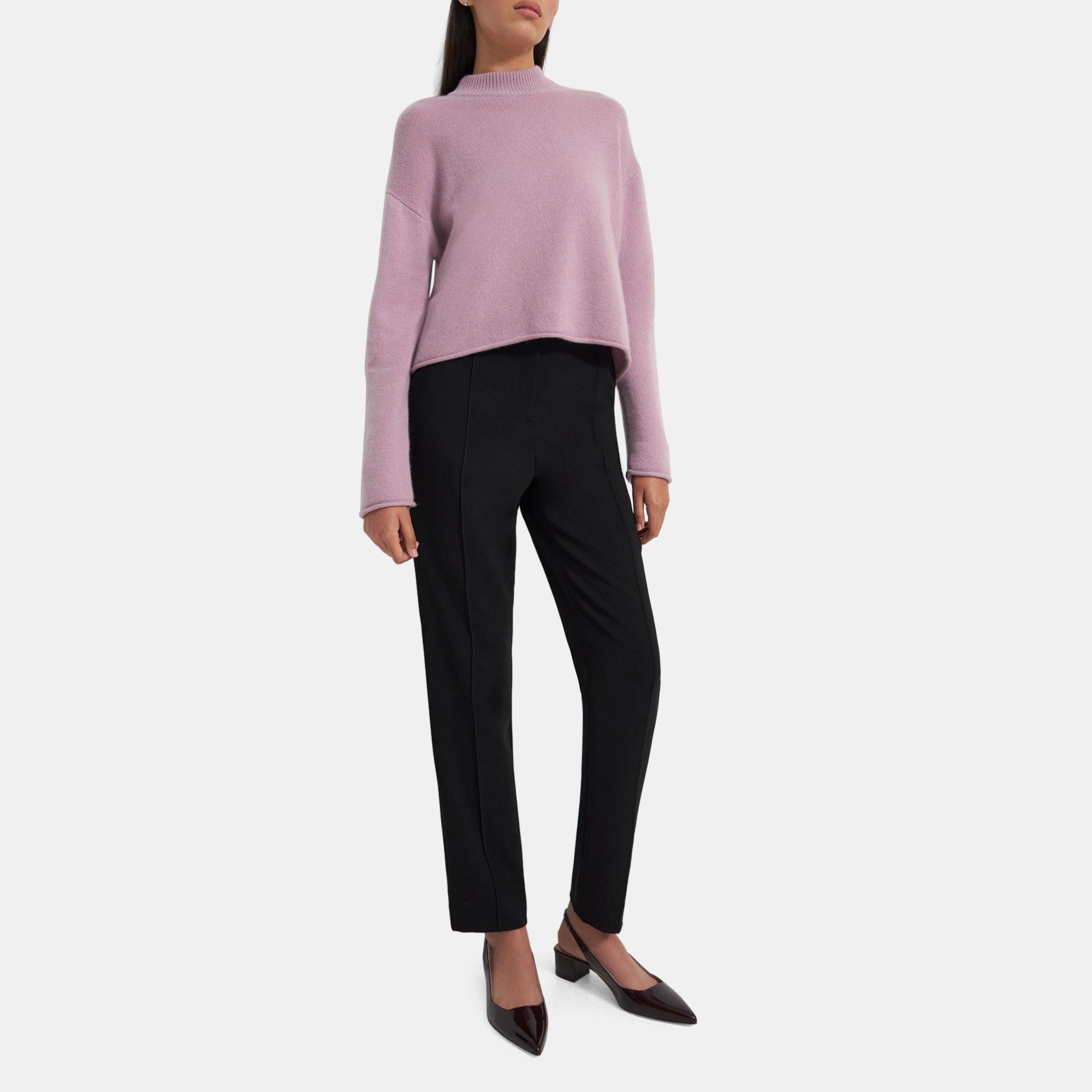 Theory Outlet Official Site | Cropped Mock Neck Sweater in Cashmere