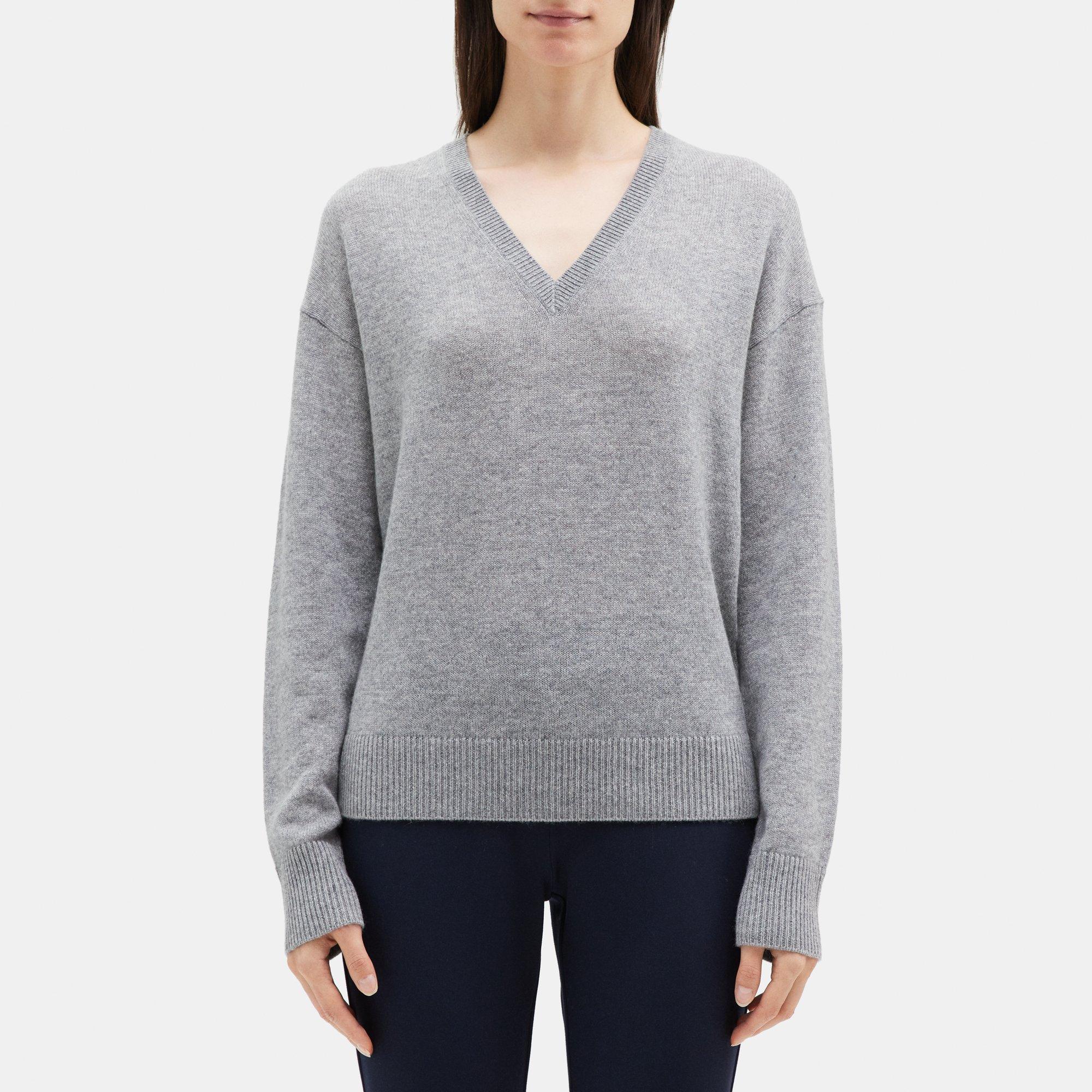 띠어리 Theory V-Neck Sweater in Cashmere,HUSKY