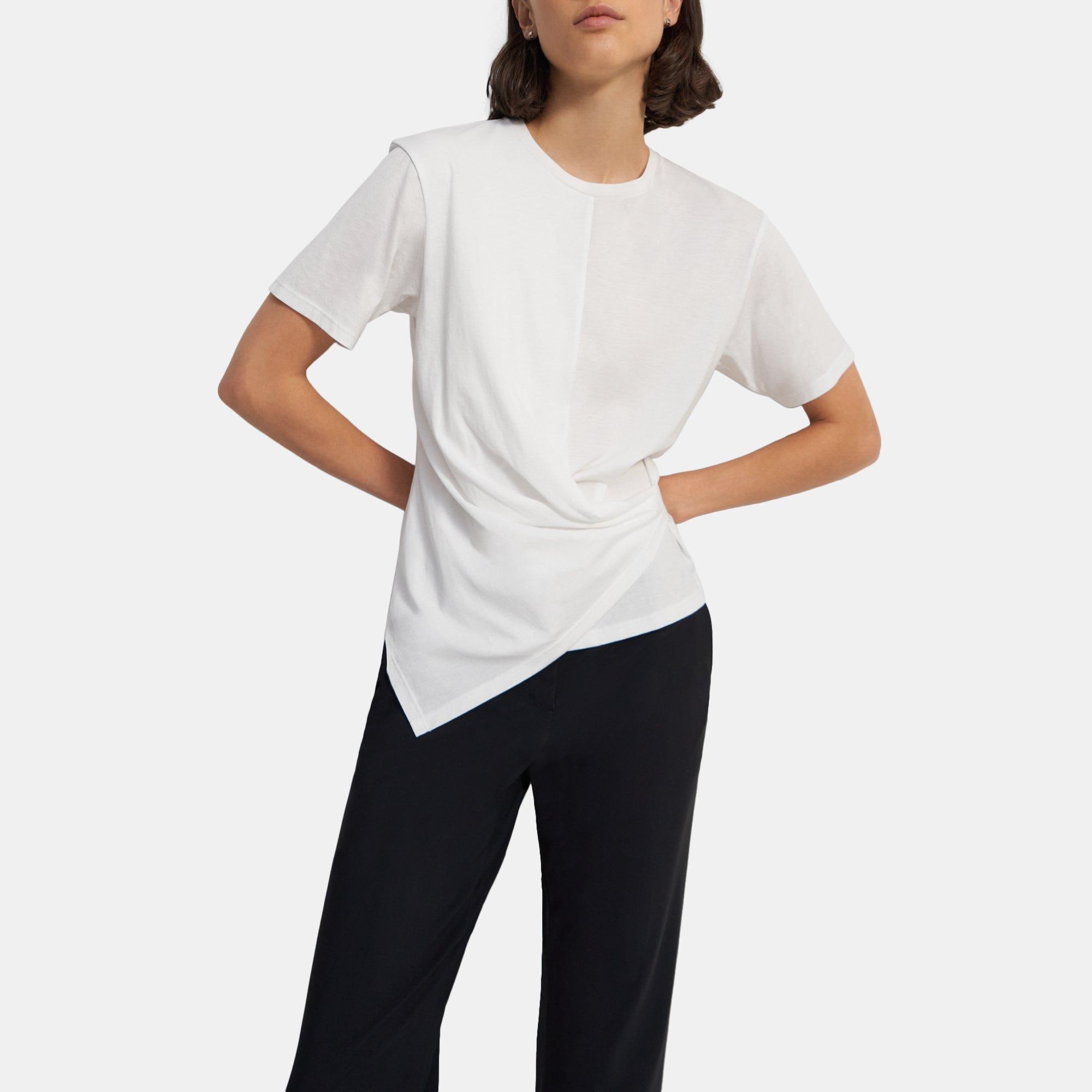 Theory Outlet Official Site | Draped Tee in Cotton