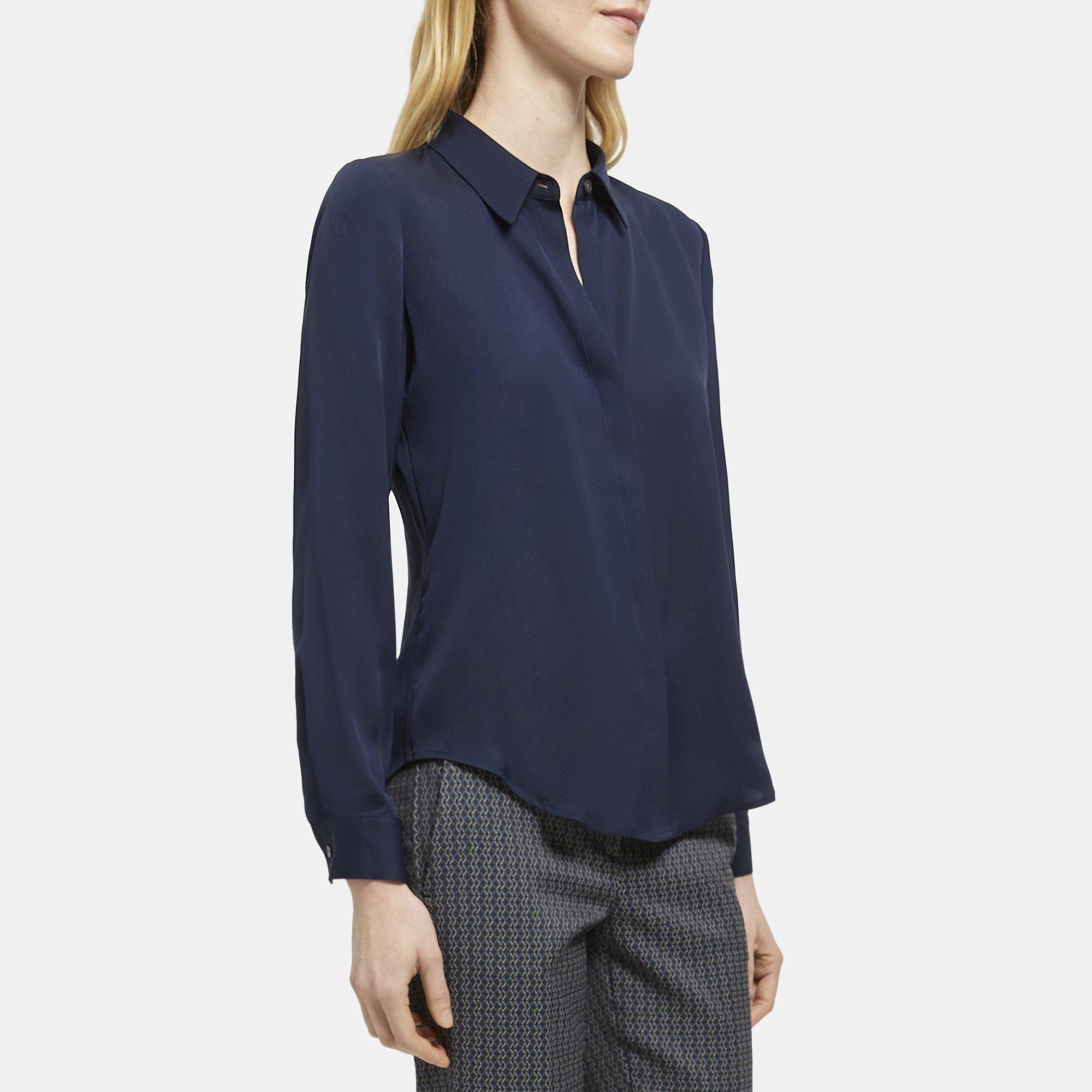 Silk Georgette Tailored Shirt | Theory Outlet