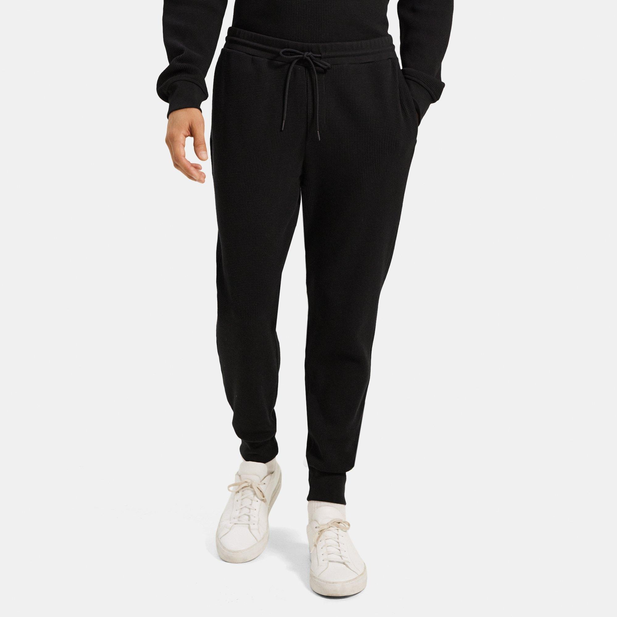 띠어리 Theory Essential Sweatpant in Waffle Knit Cotton,BLACK