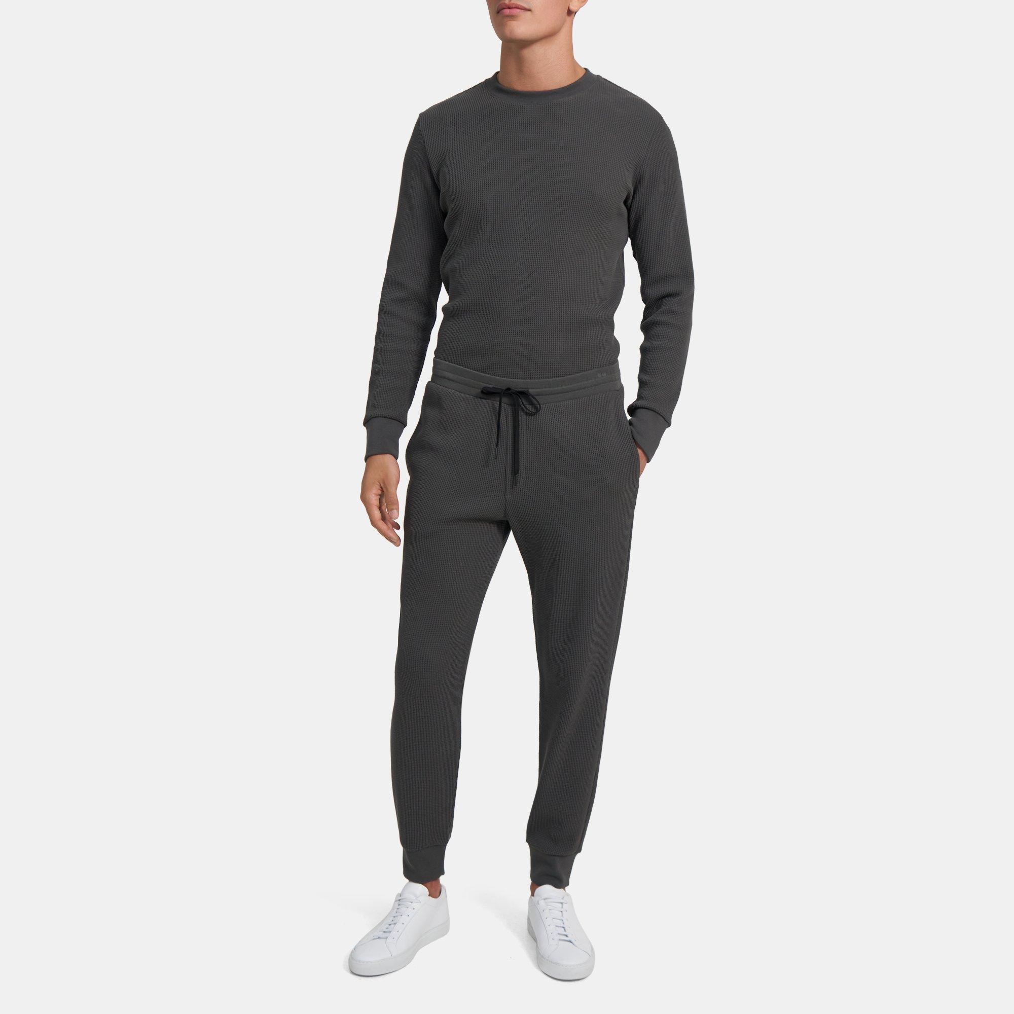 띠어리 Theory Essential Sweatpant in Waffle Knit Cotton,GRAPHITE