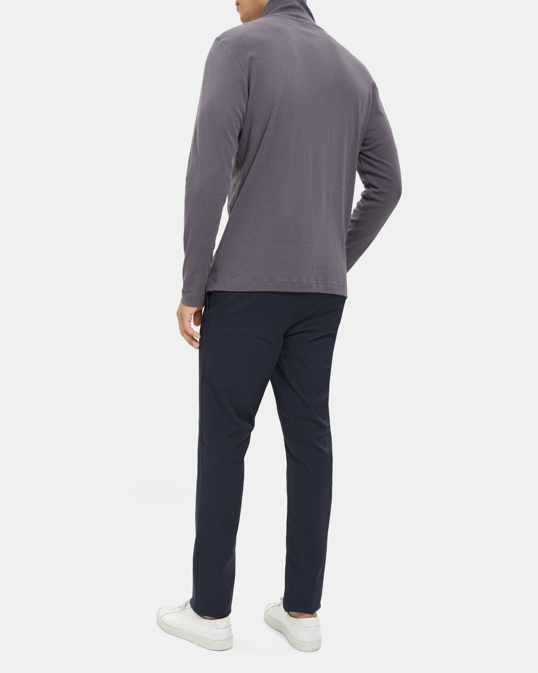 Turtleneck Long-Sleeve Tee in Ribbed Pima Cotton