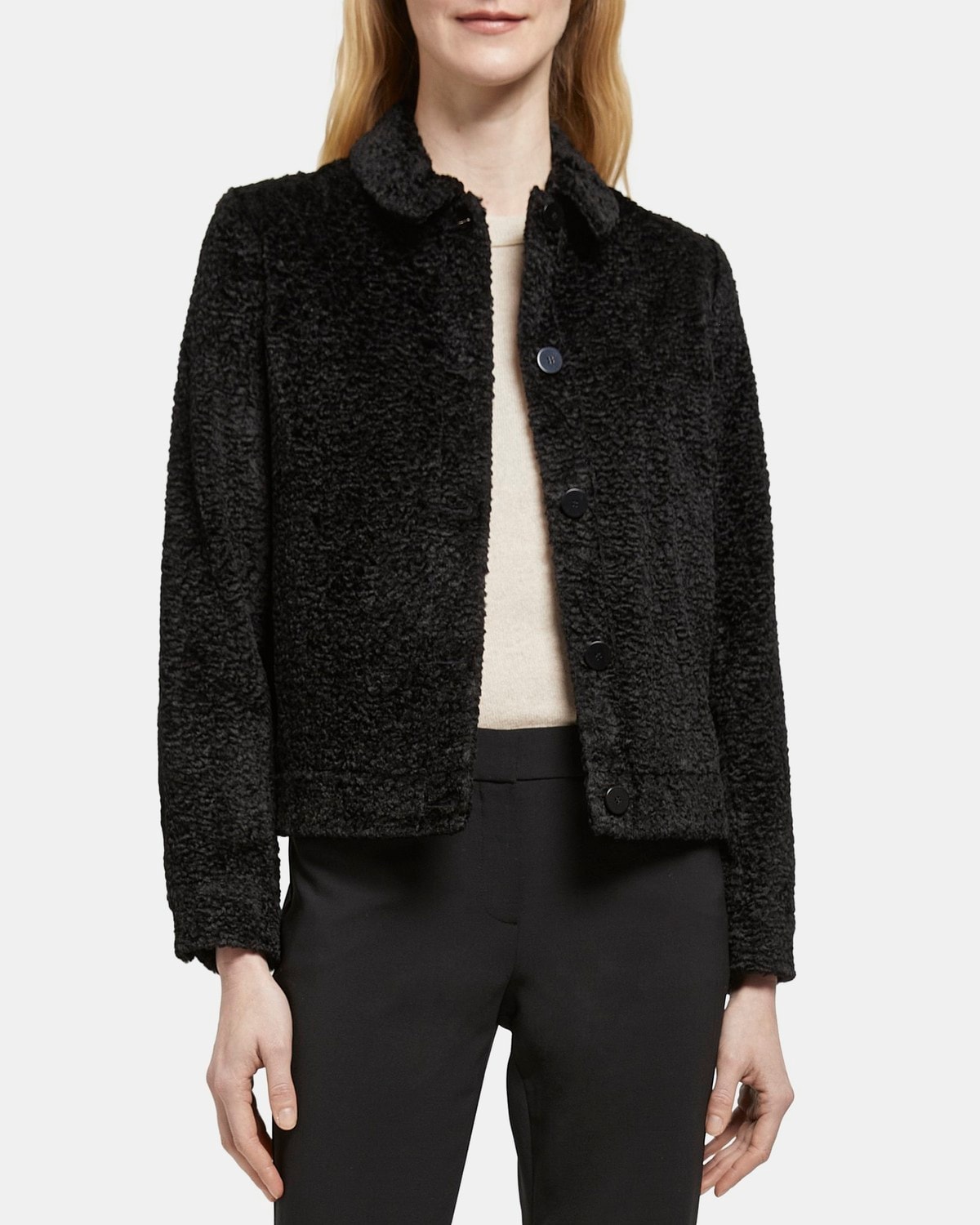 Cropped Jacket in Faux Shearling