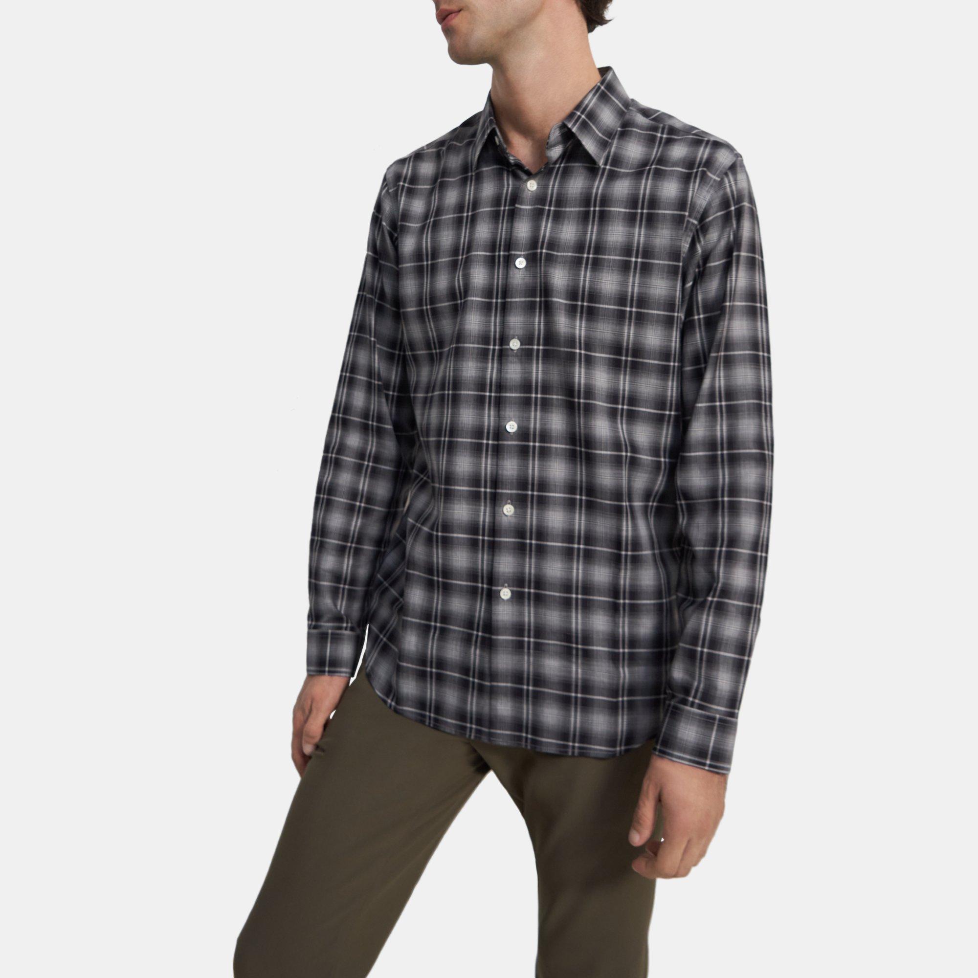 Theory Standard-Fit Shirt in Overdyed Gingham Cotton