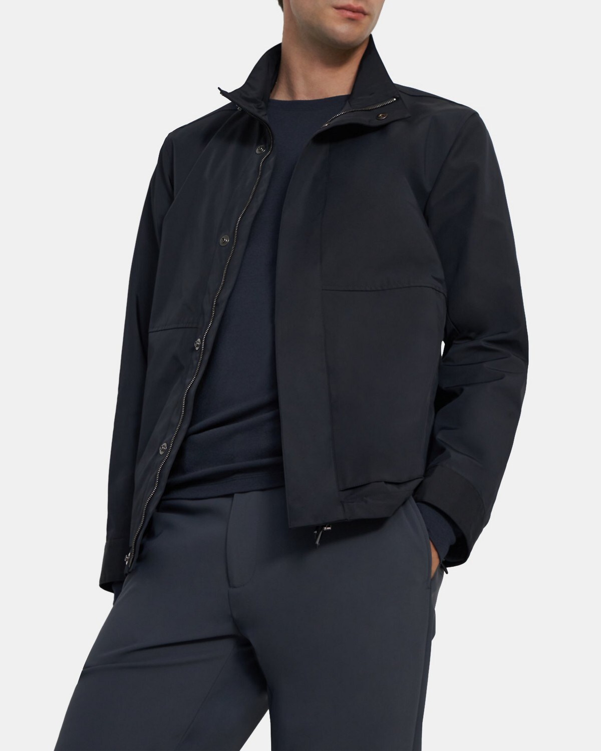 띠어리 맨 재킷 Theory Stand-Collar Jacket in Stretch Melton Wool,INK