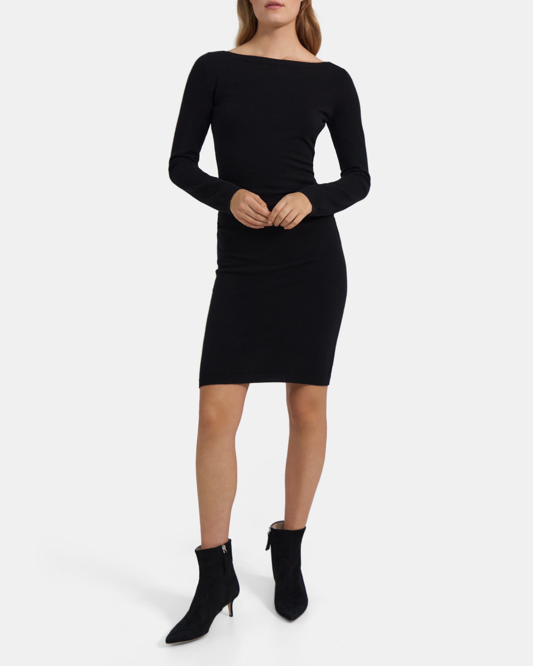 Theory Boat Neck Sweater Dress in Cashmere