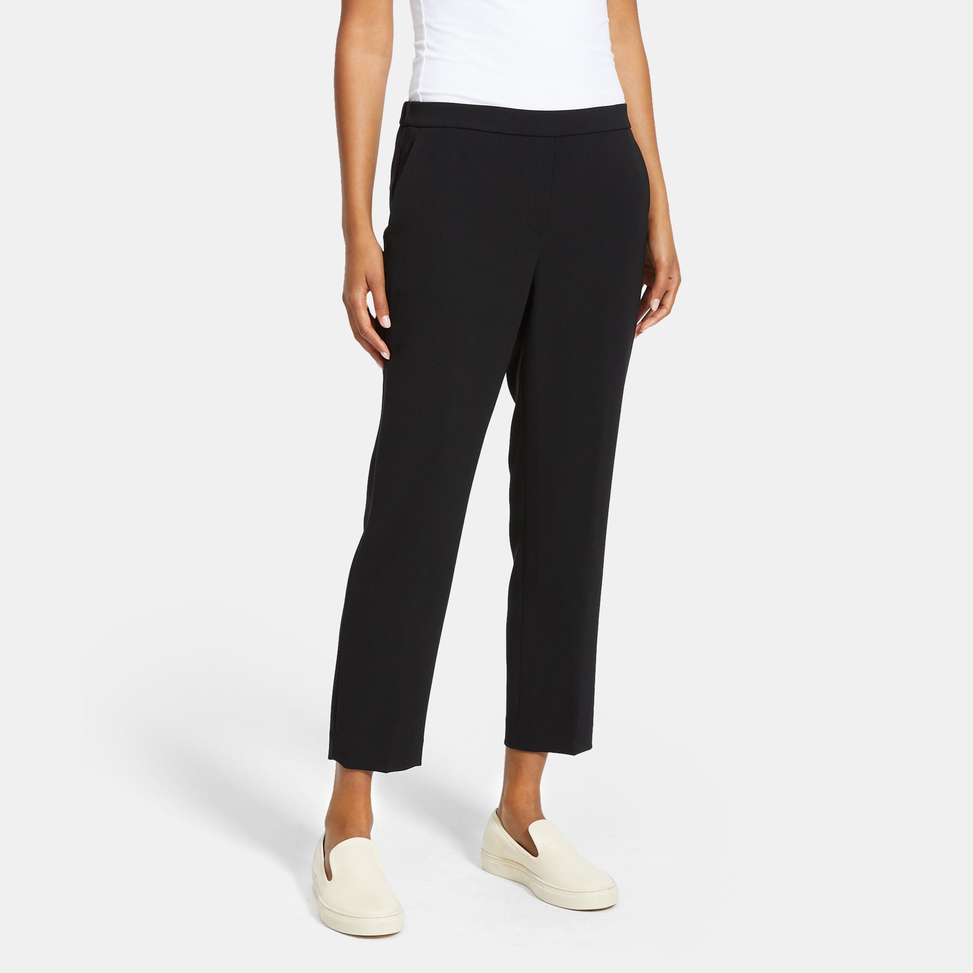 Slim Cropped Pull-On Pant in Crepe | Theory Outlet