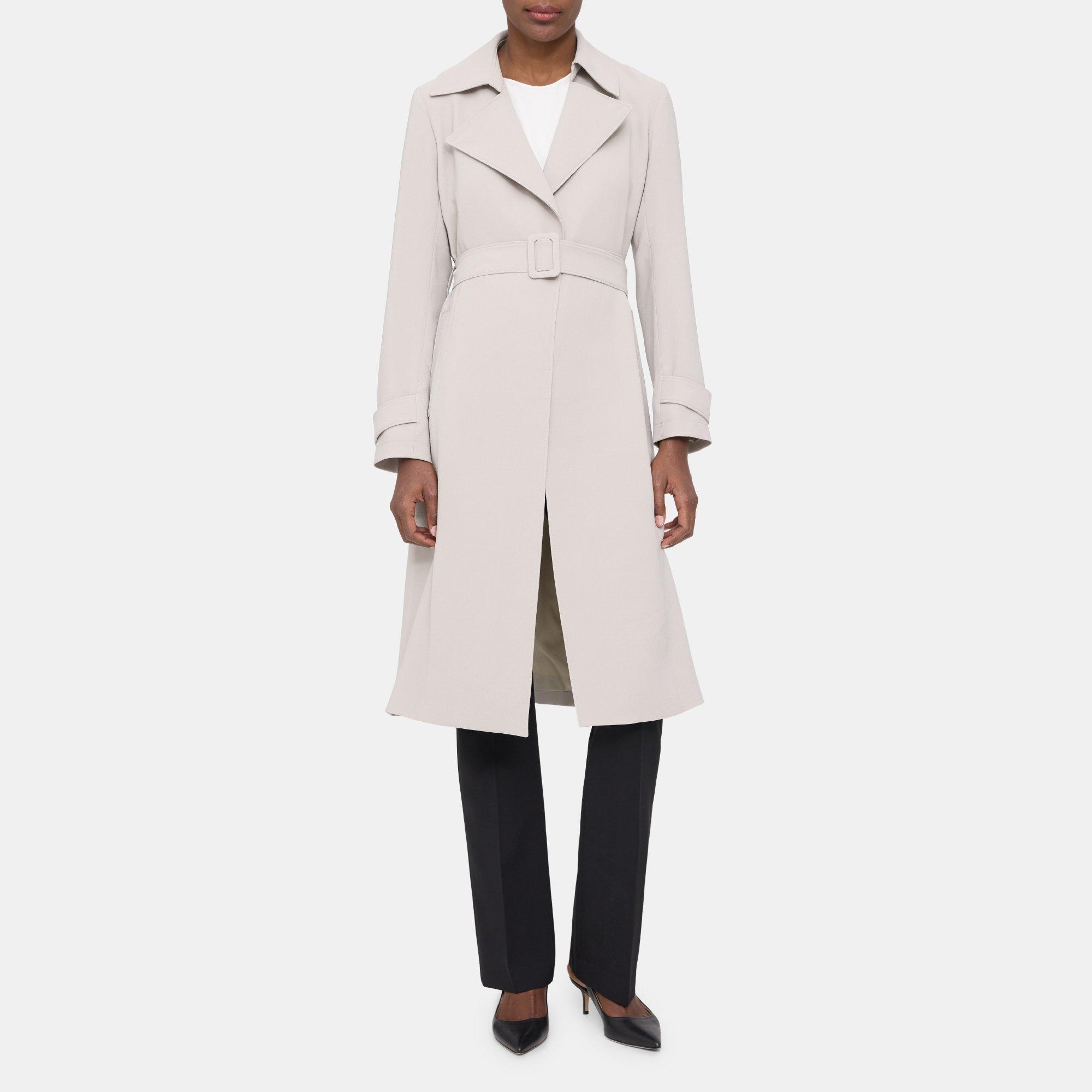 Theory classic crepe trench on sale coat