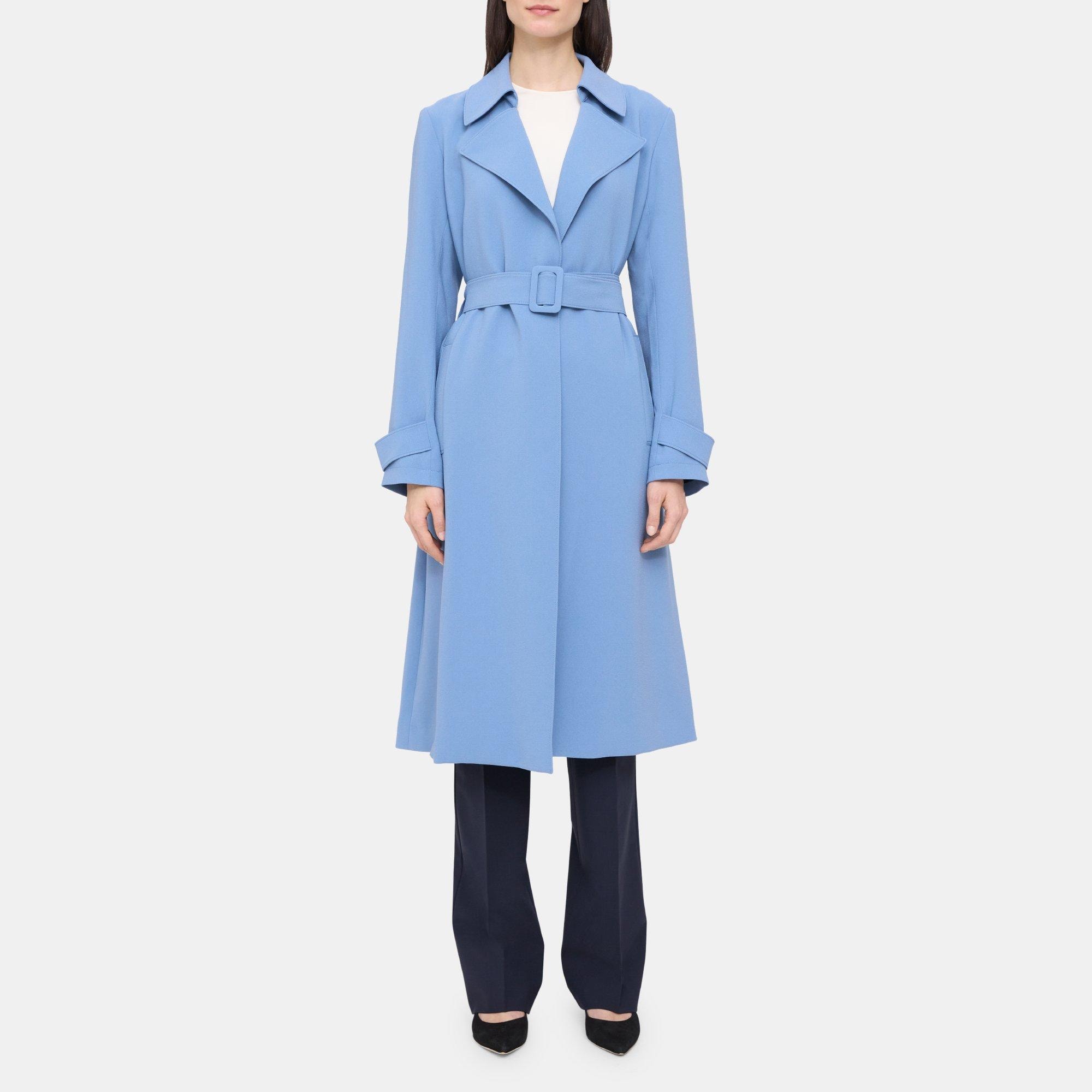 Theory crepe trench clearance coat