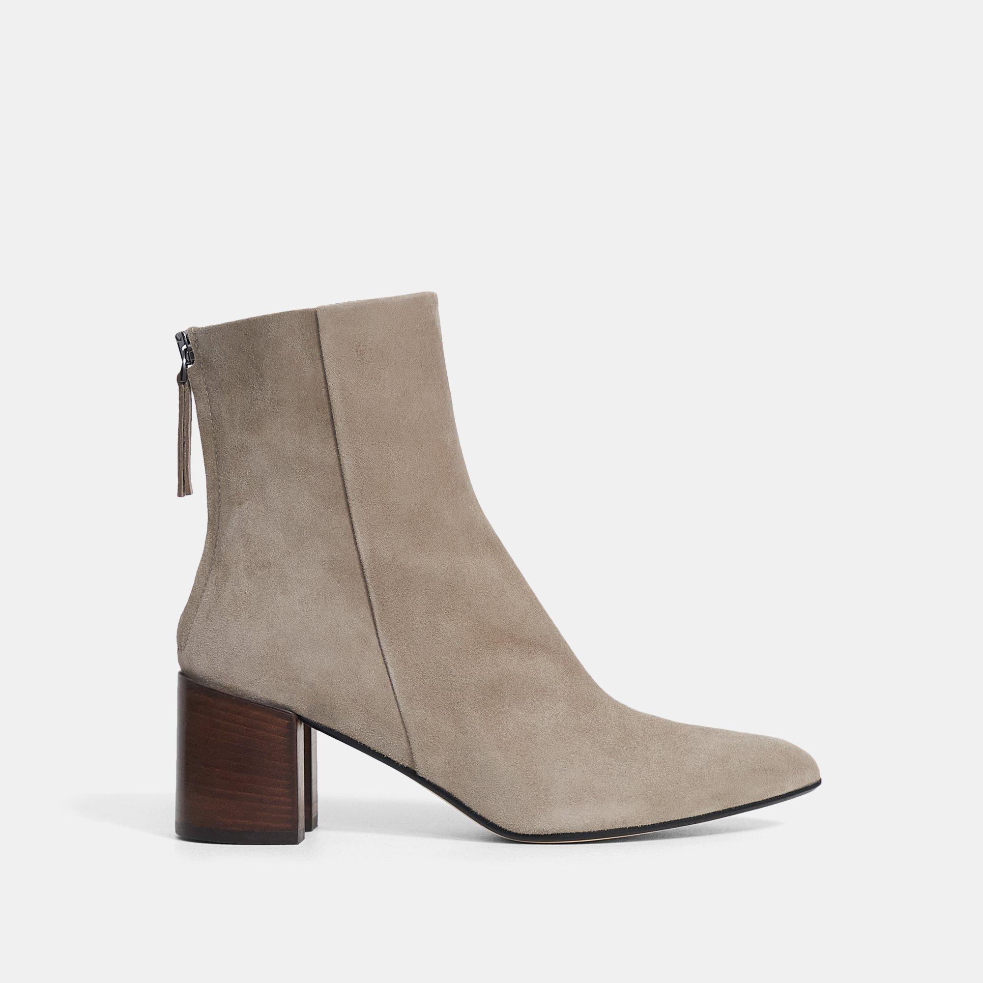 Theory Block-Heel Bootie in Suede