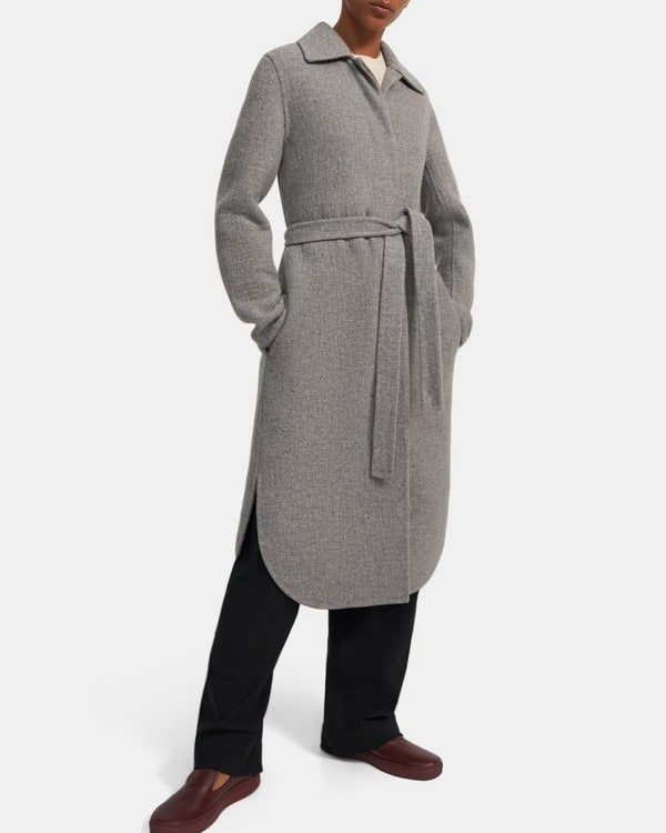 띠어리 코트 Theory Shirttail Coat in Wool-Cashmere,GREY MELANGE